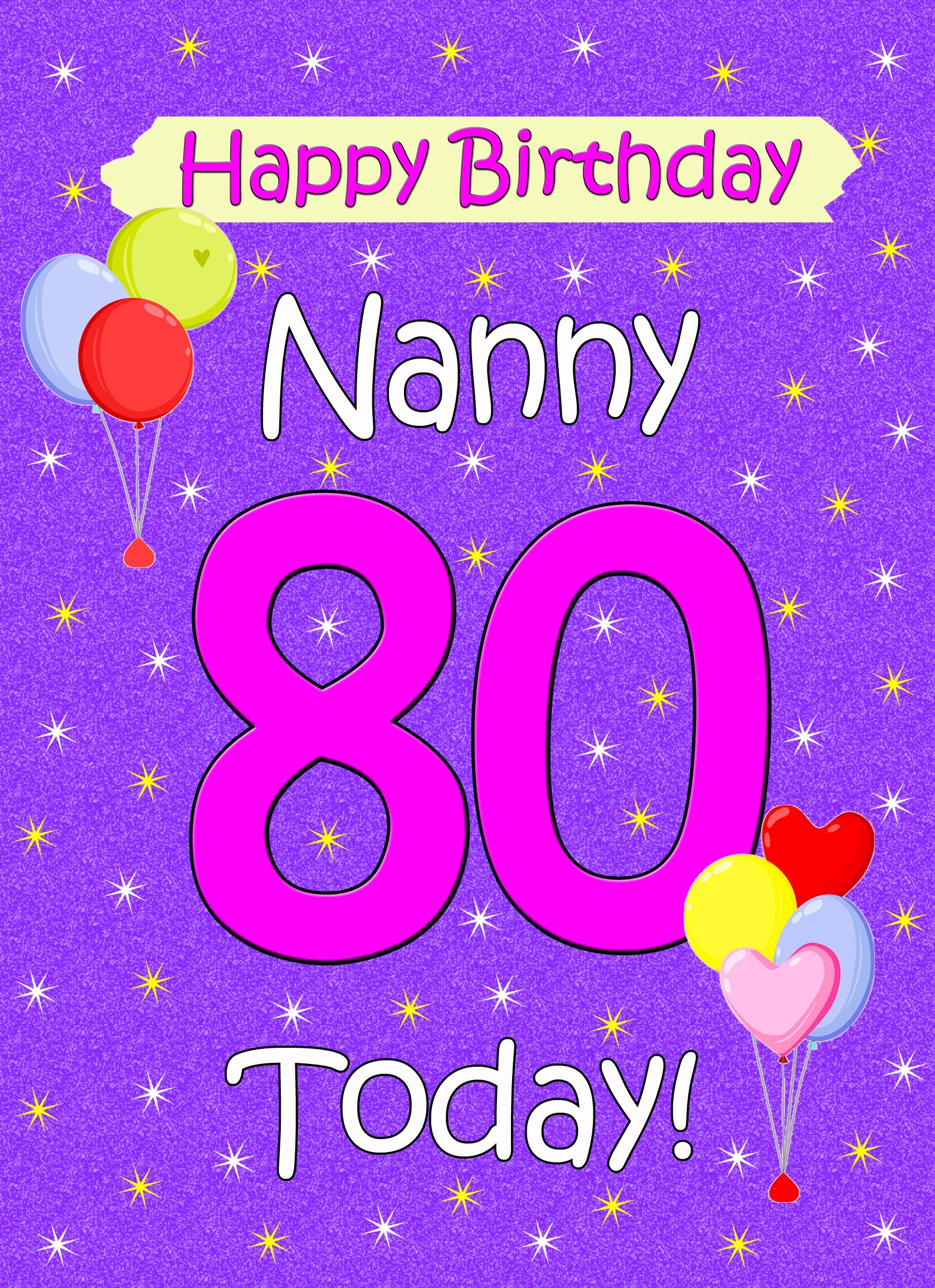 Nanny 80th Birthday Card (Lilac)