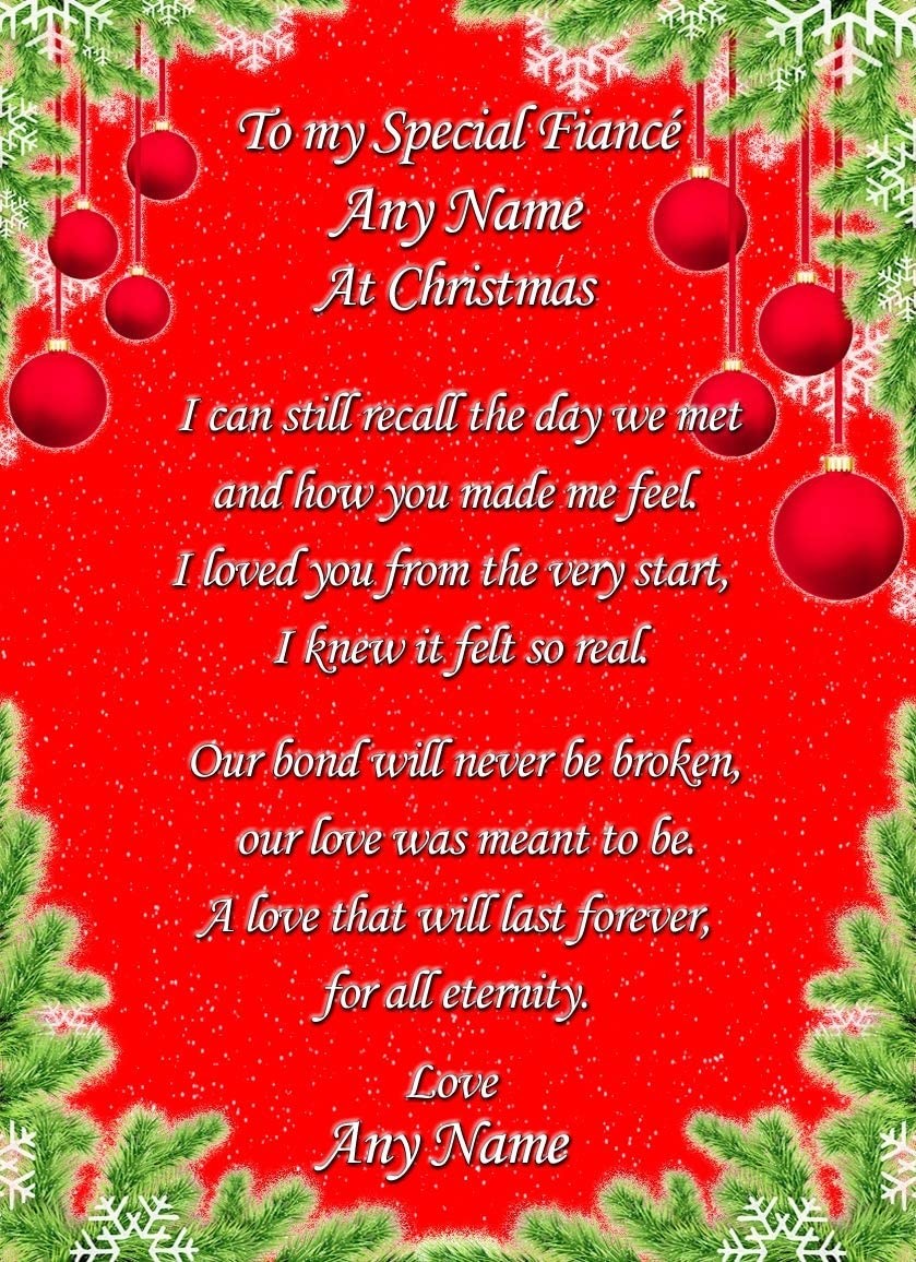 Personalised Christmas Verse Poem Greeting Card (Special Fiance)