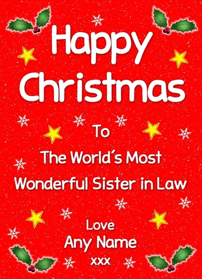 Personalised 'Sister in Law' Christmas Greeting Card