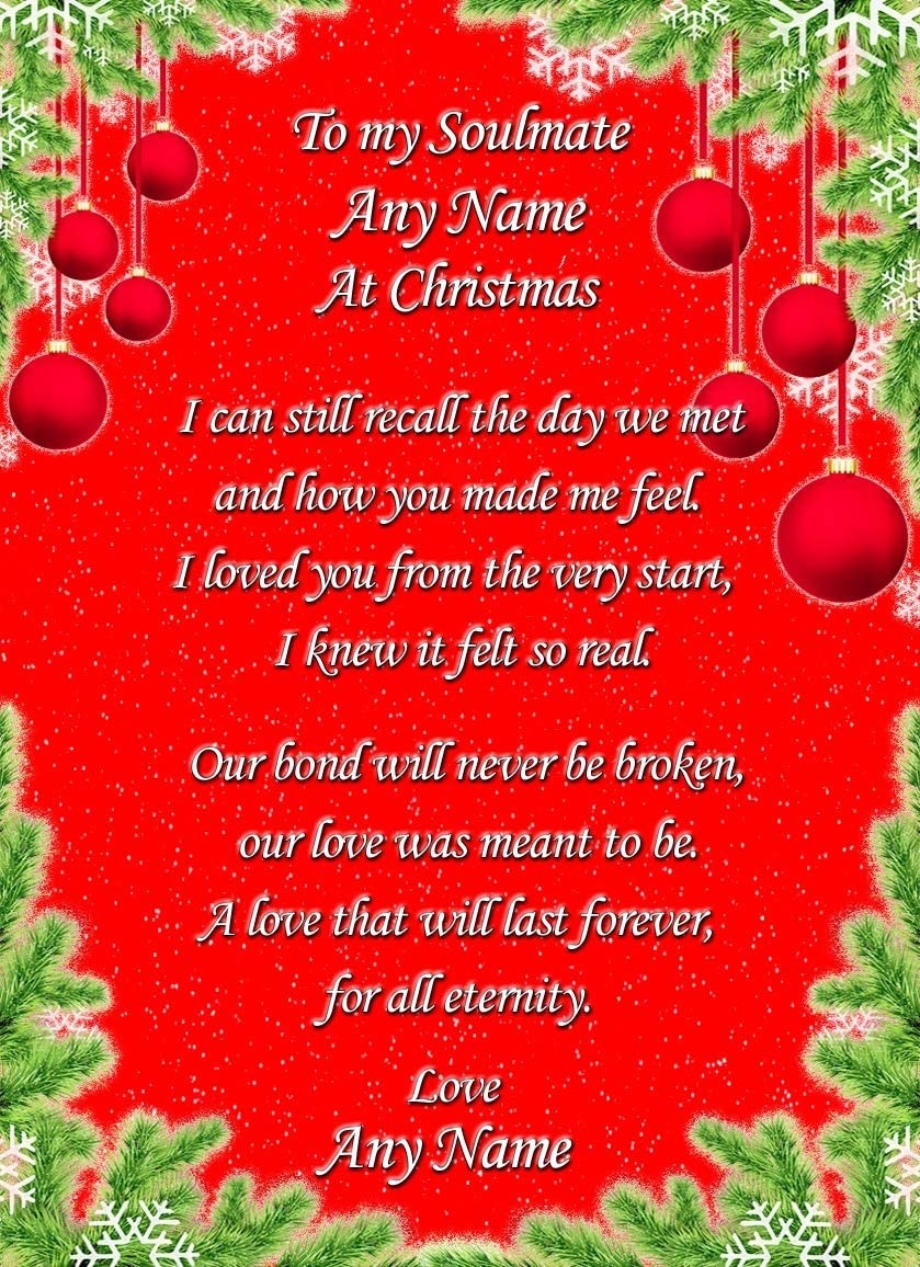 Personalised Christmas Romantic Verse Poem Greeting Card Card (Soulmate)