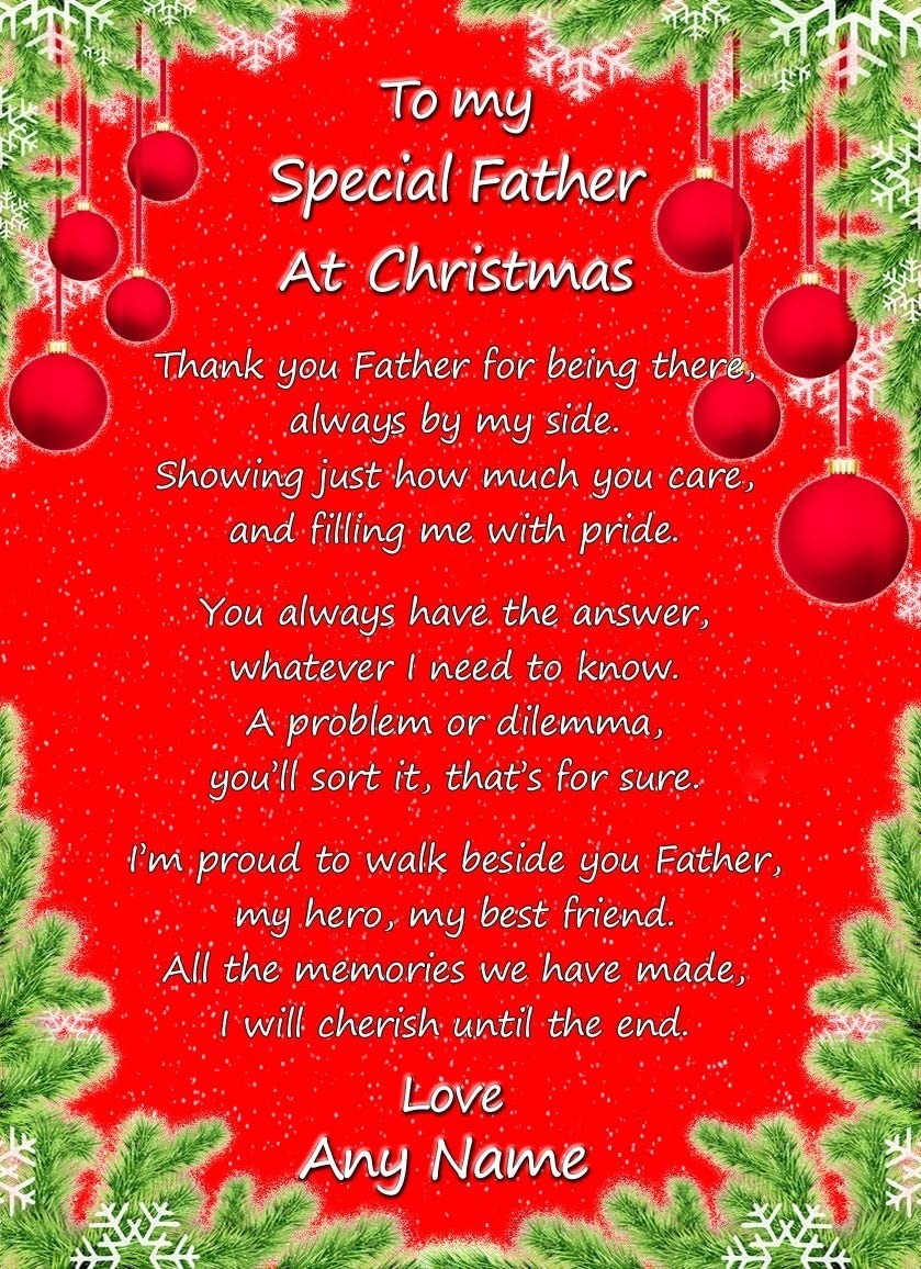 Personalised Christmas Verse Poem Greeting Card (Special Father)