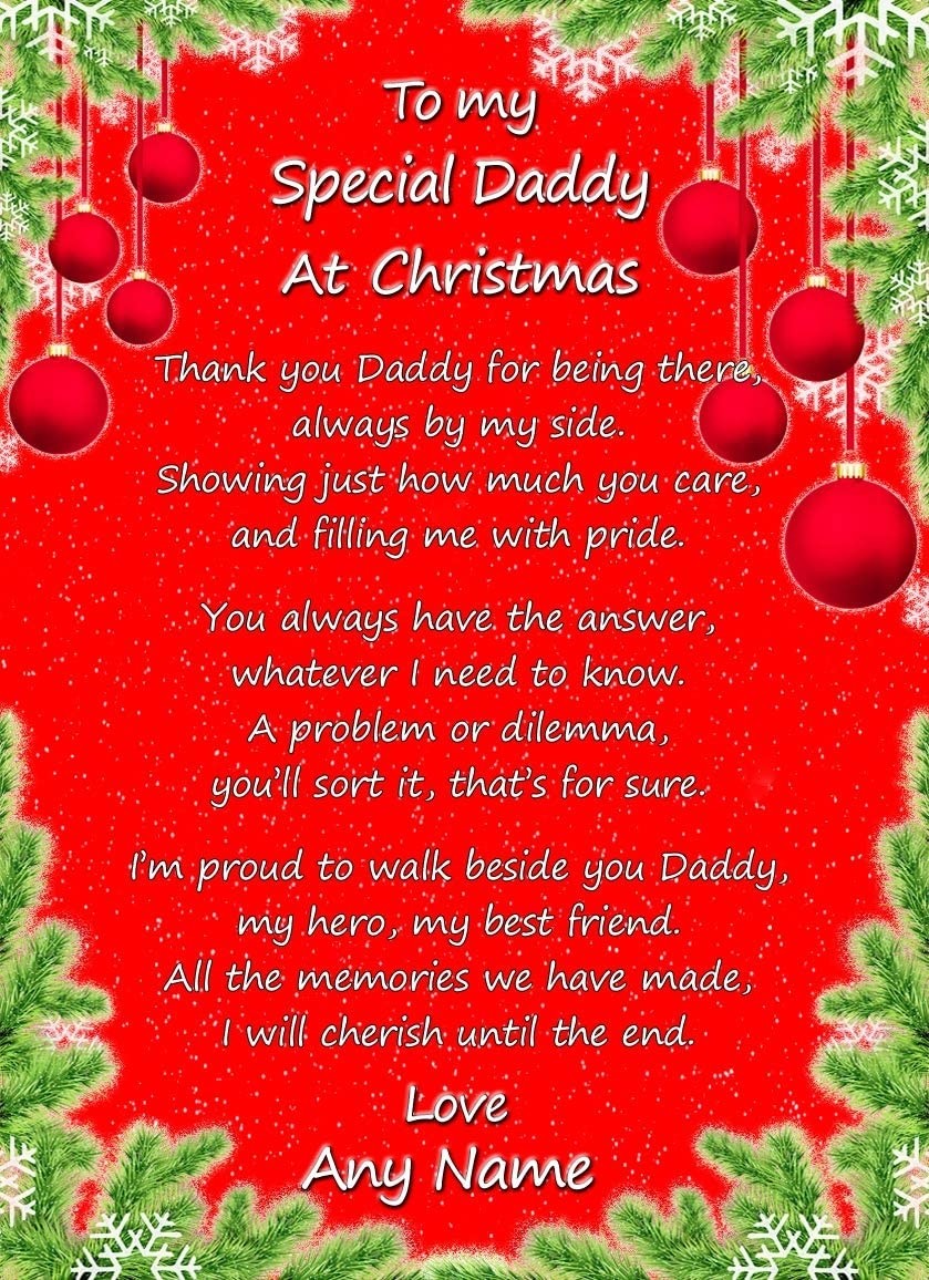 Personalised Christmas Verse Poem Greeting Card (Special Daddy)