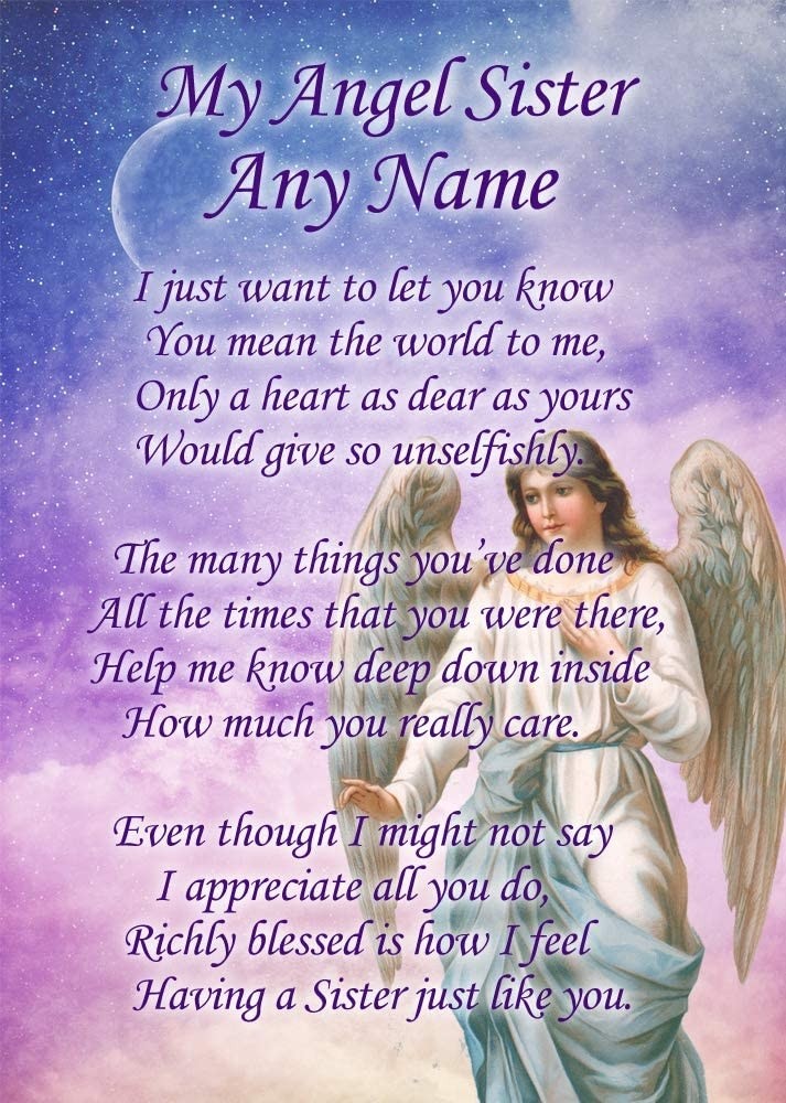 Personalised Angel Sister Poem Verse Card