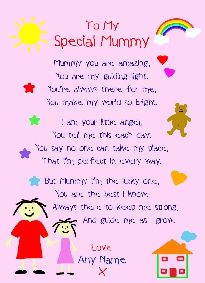 Personalised 'from The Kids' Poem Verse Greeting Card (Special Mummy, from Daughter)