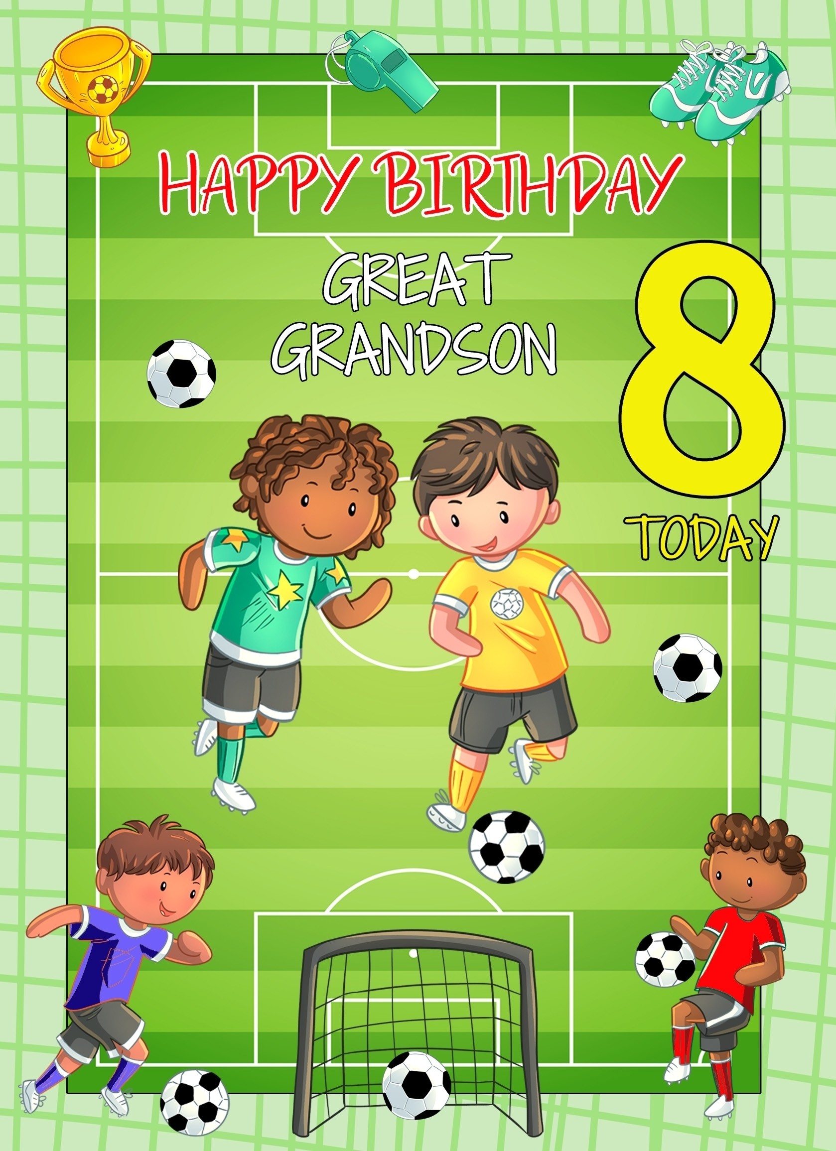 Kids 8th Birthday Football Card for Great Grandson