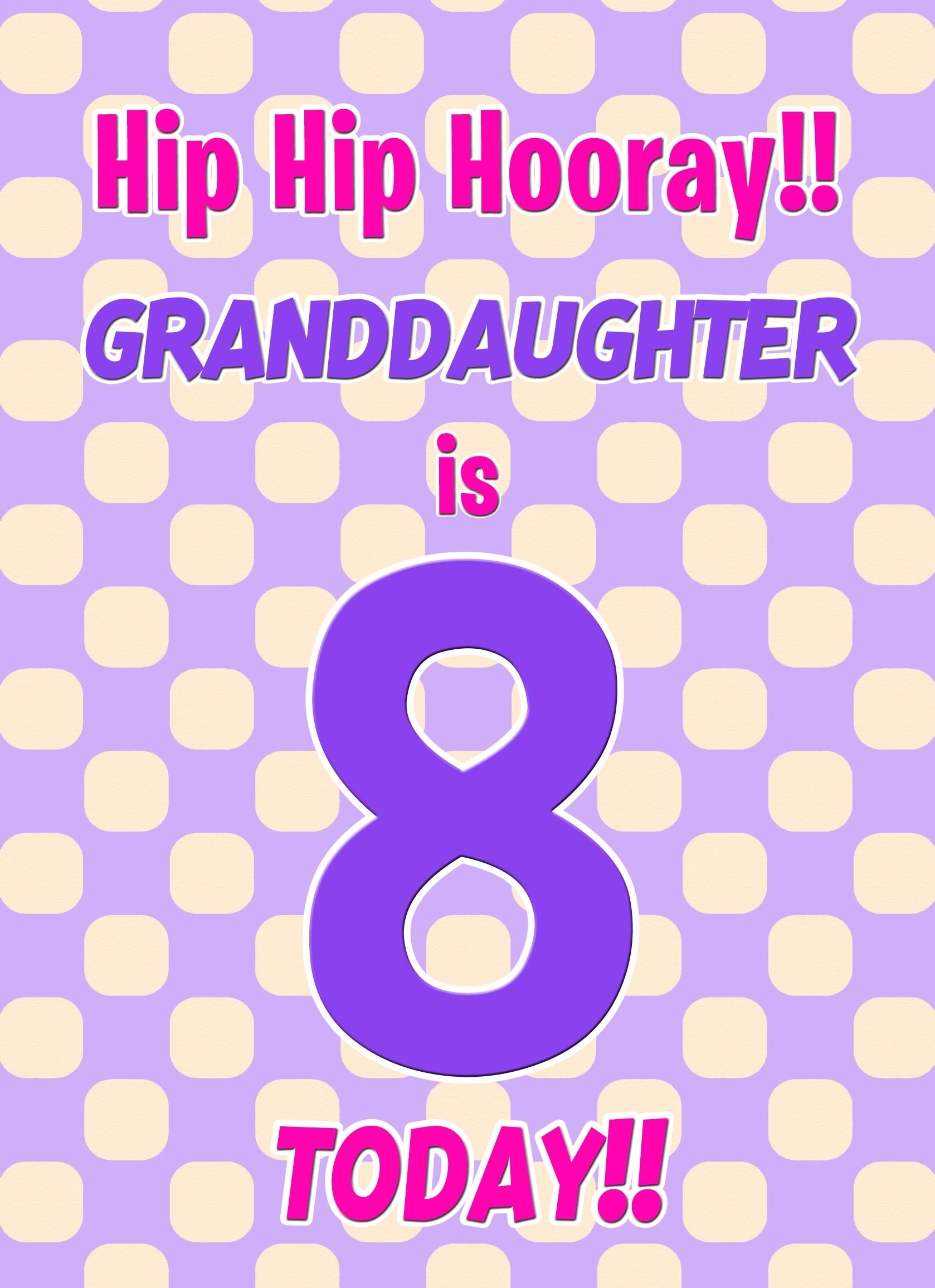 Granddaughter 8th Birthday Card (Purple Spots)