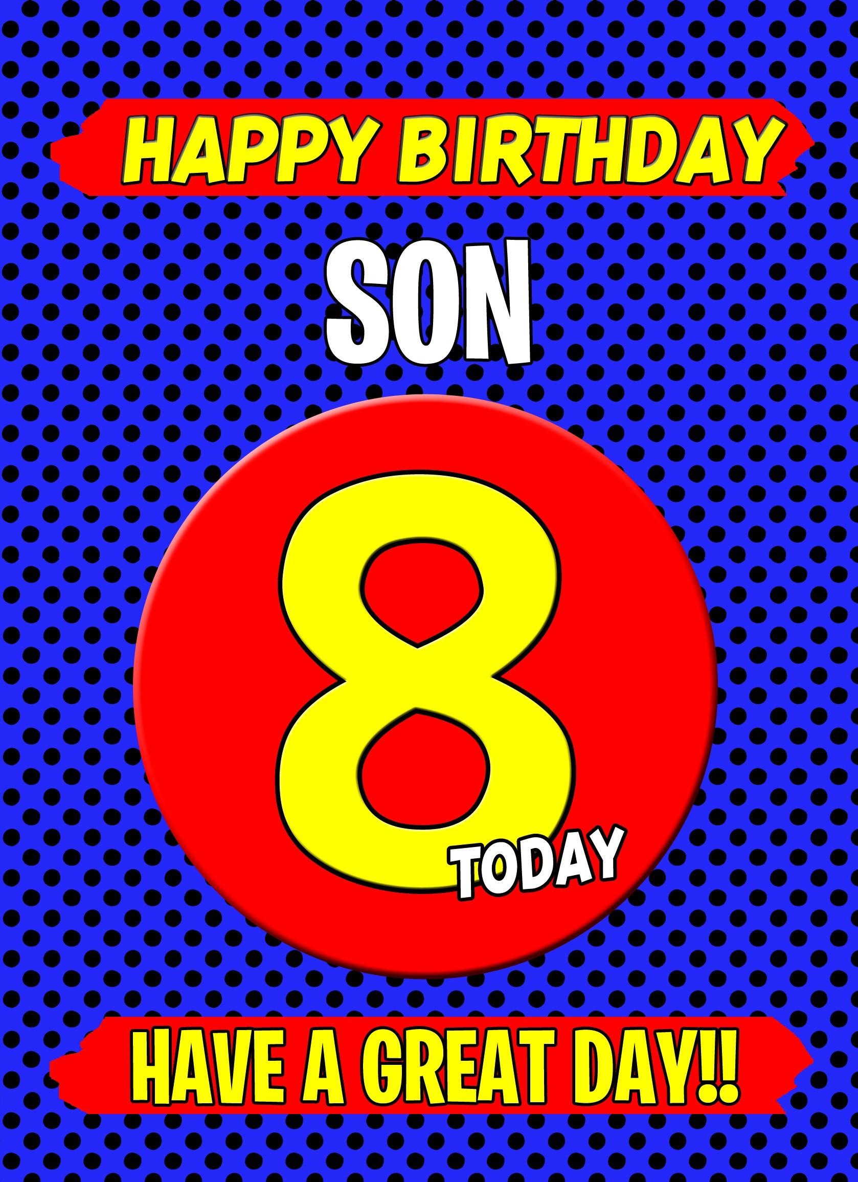 Son 8th Birthday Card (Blue)