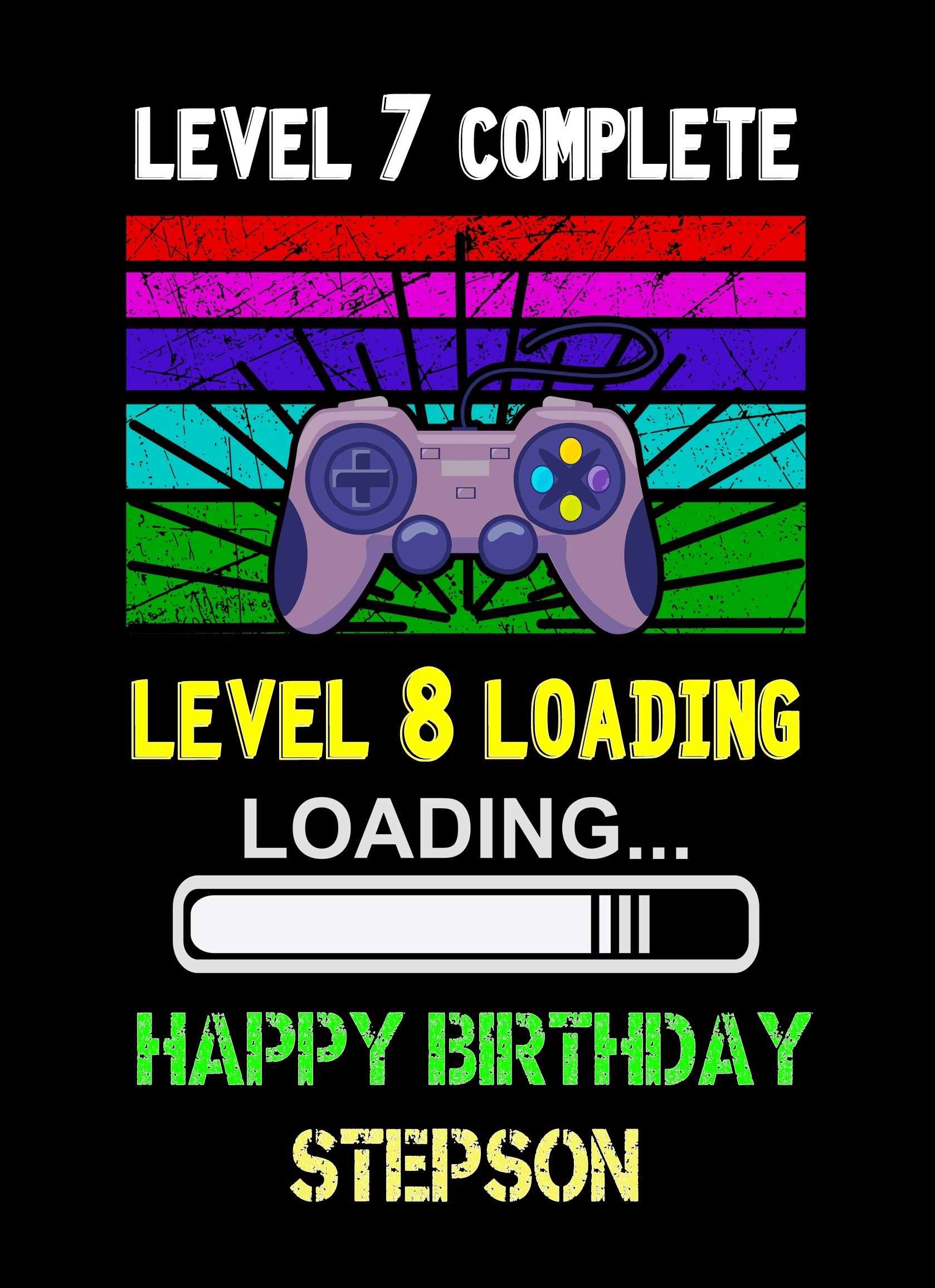 Stepson 8th Birthday Card (Gamer, Design 2)