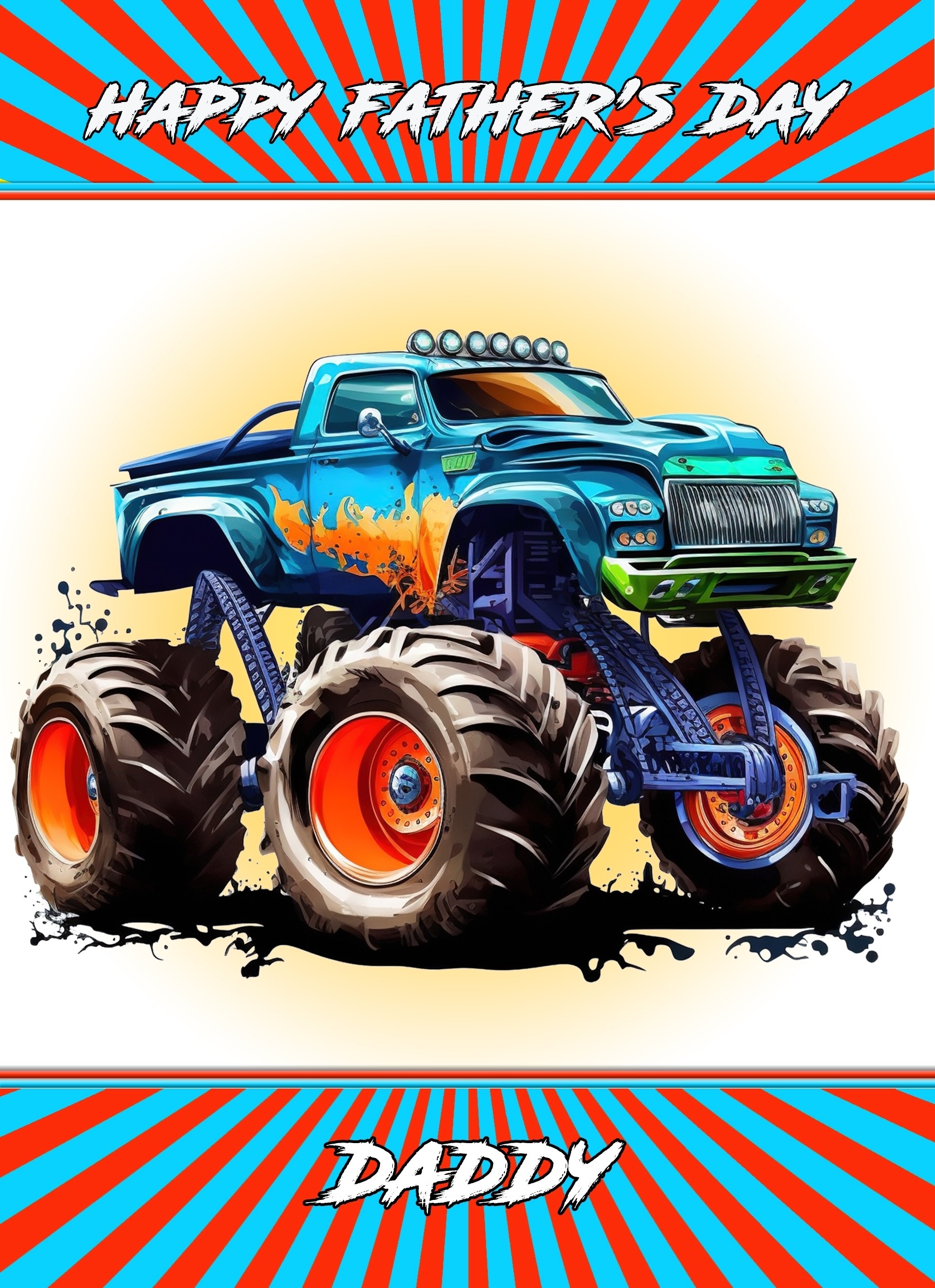Monster Truck Fathers Day Card for Daddy