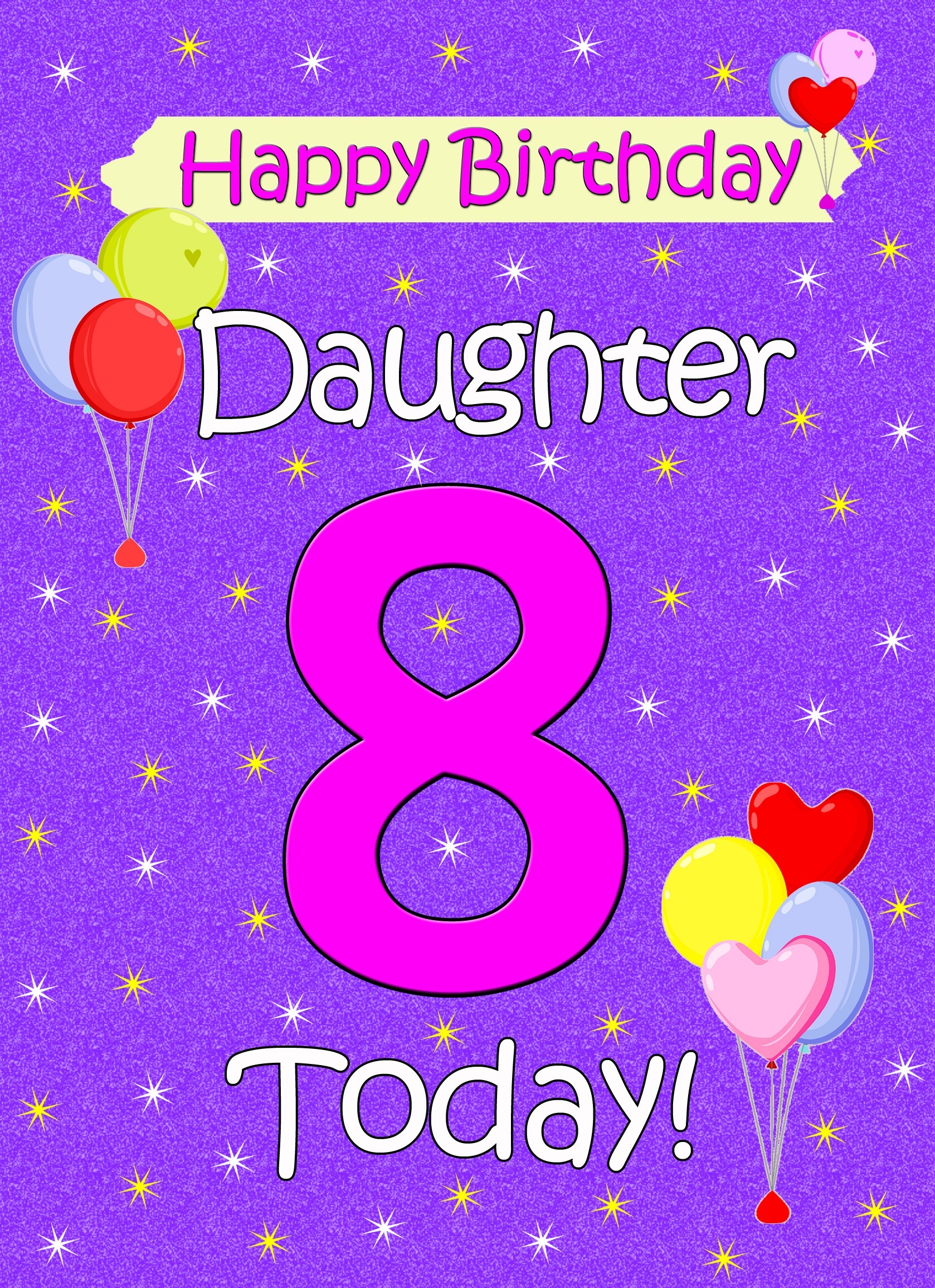 Daughter 8th Birthday Card (Lilac)
