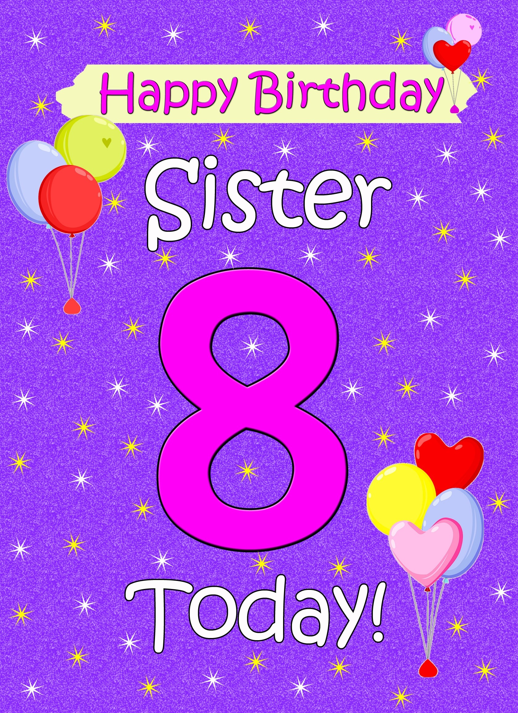 Sister 8th Birthday Card (Lilac)