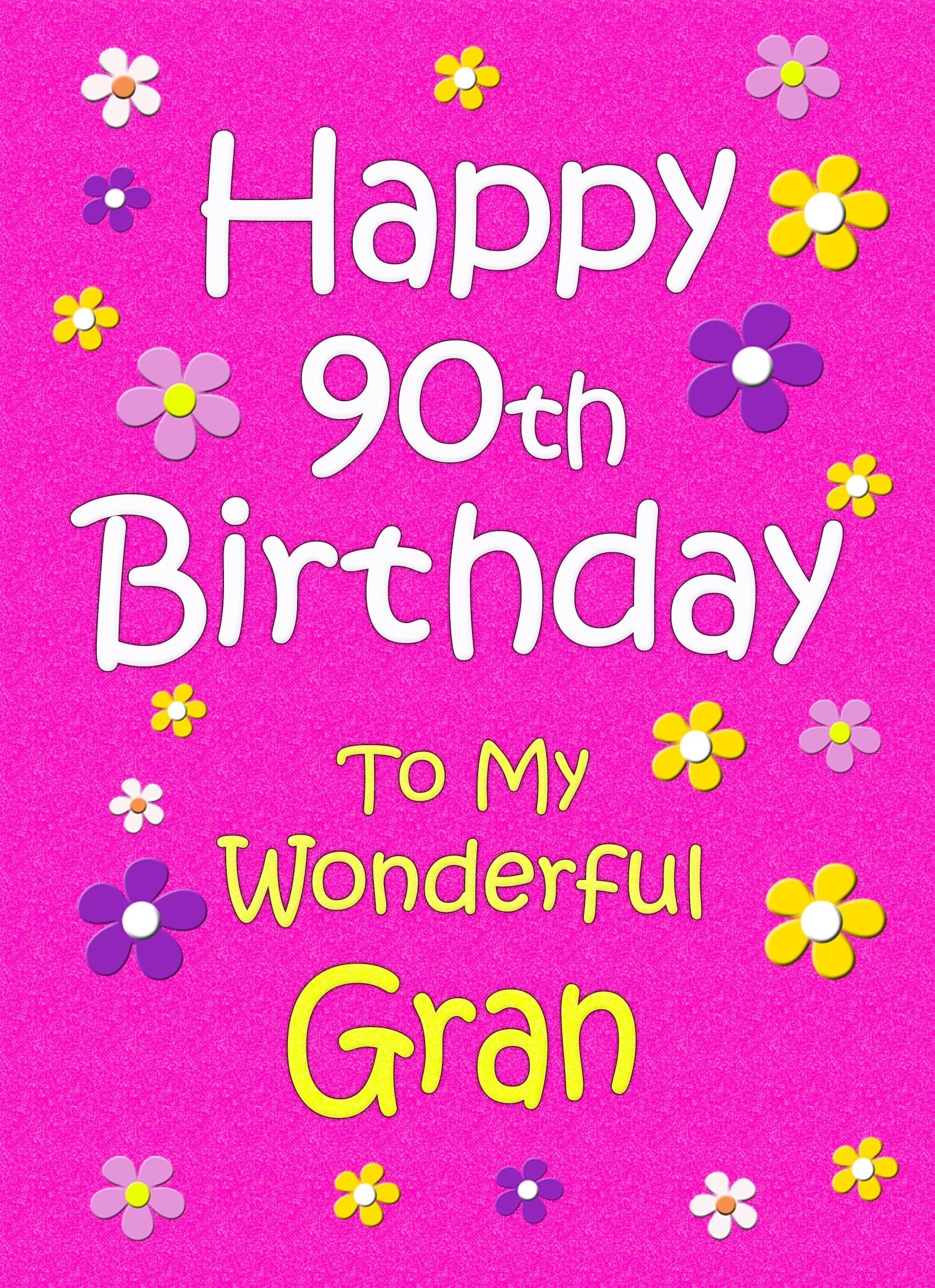 Gran 90th Birthday Card (Pink)
