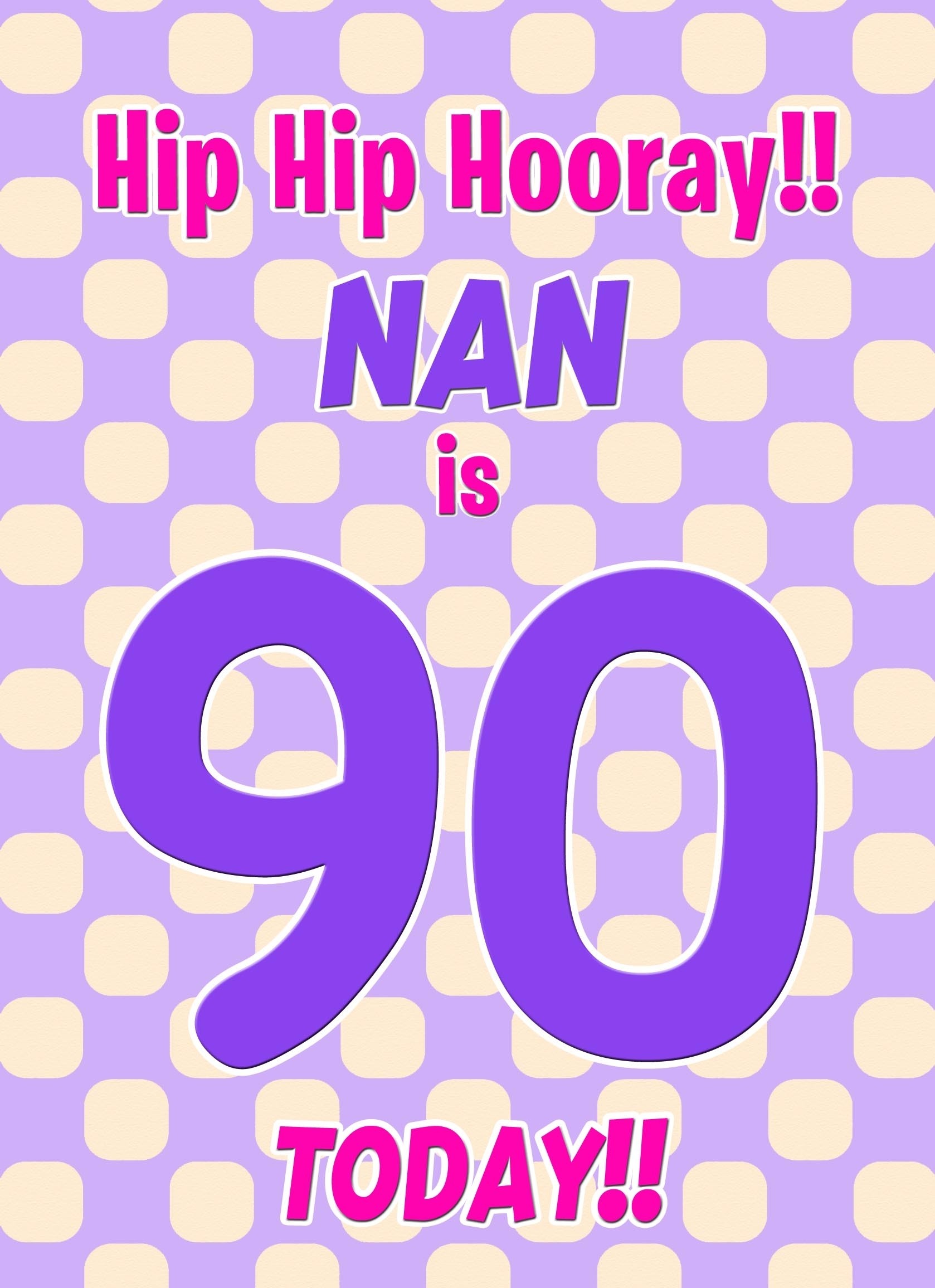 Nan 90th Birthday Card (Purple Spots)