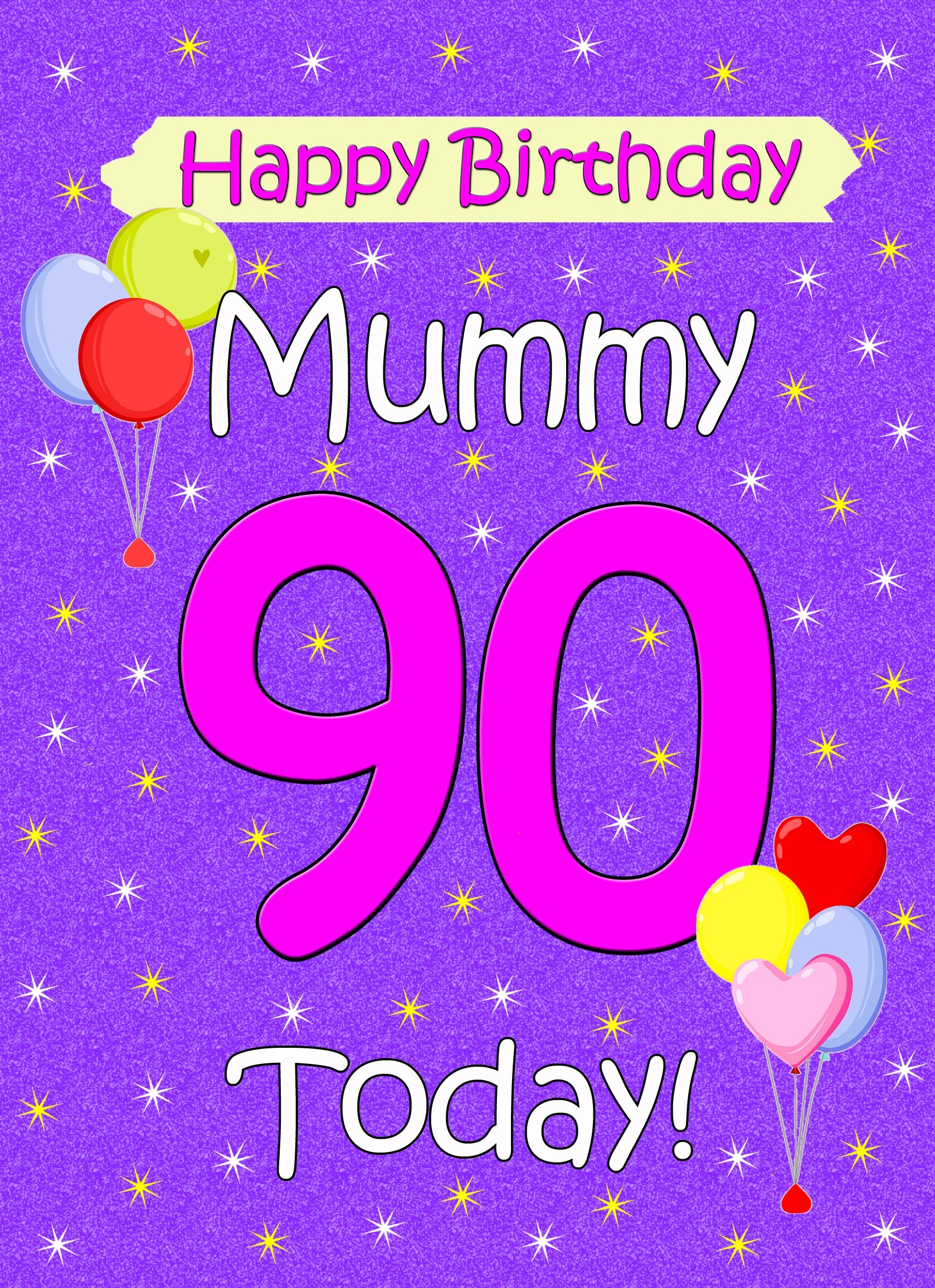 Mummy 90th Birthday Card (Lilac)