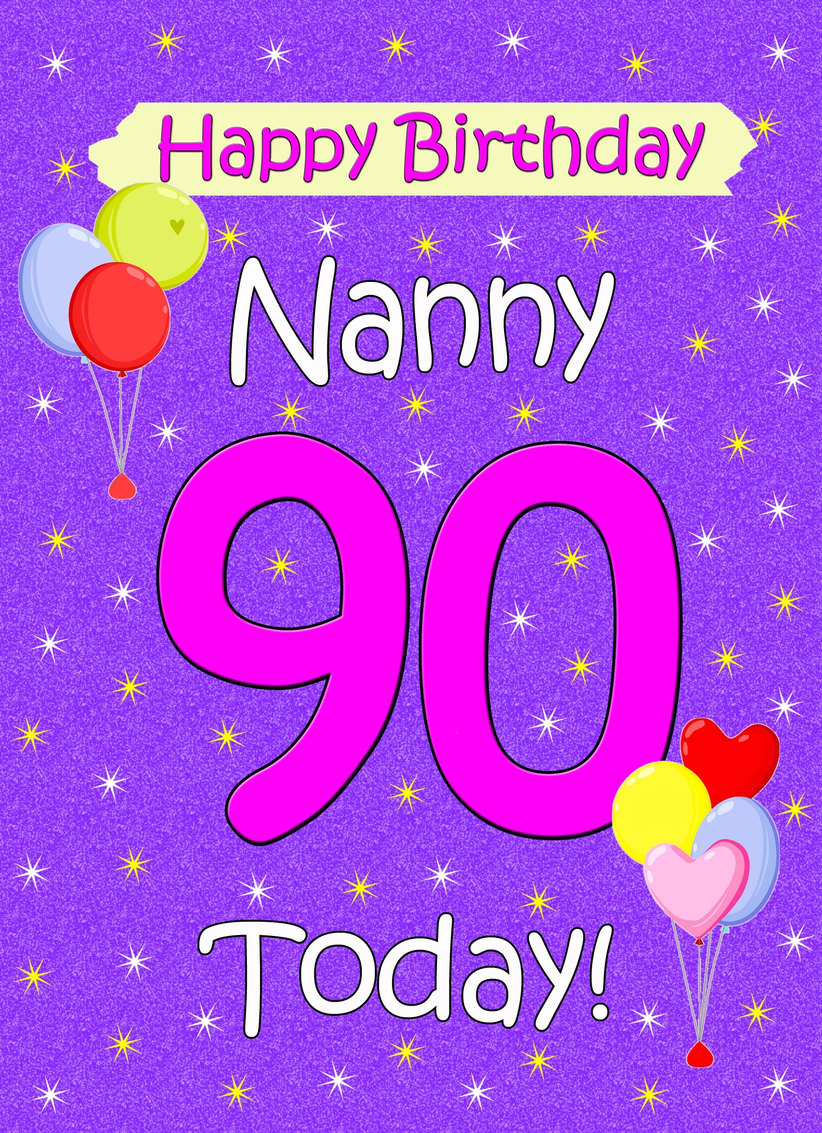Nanny 90th Birthday Card (Lilac)