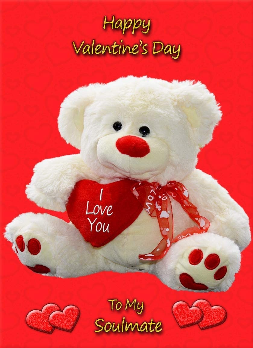 Valentines Day Teddy Bear 'Soulmate' Greeting Card