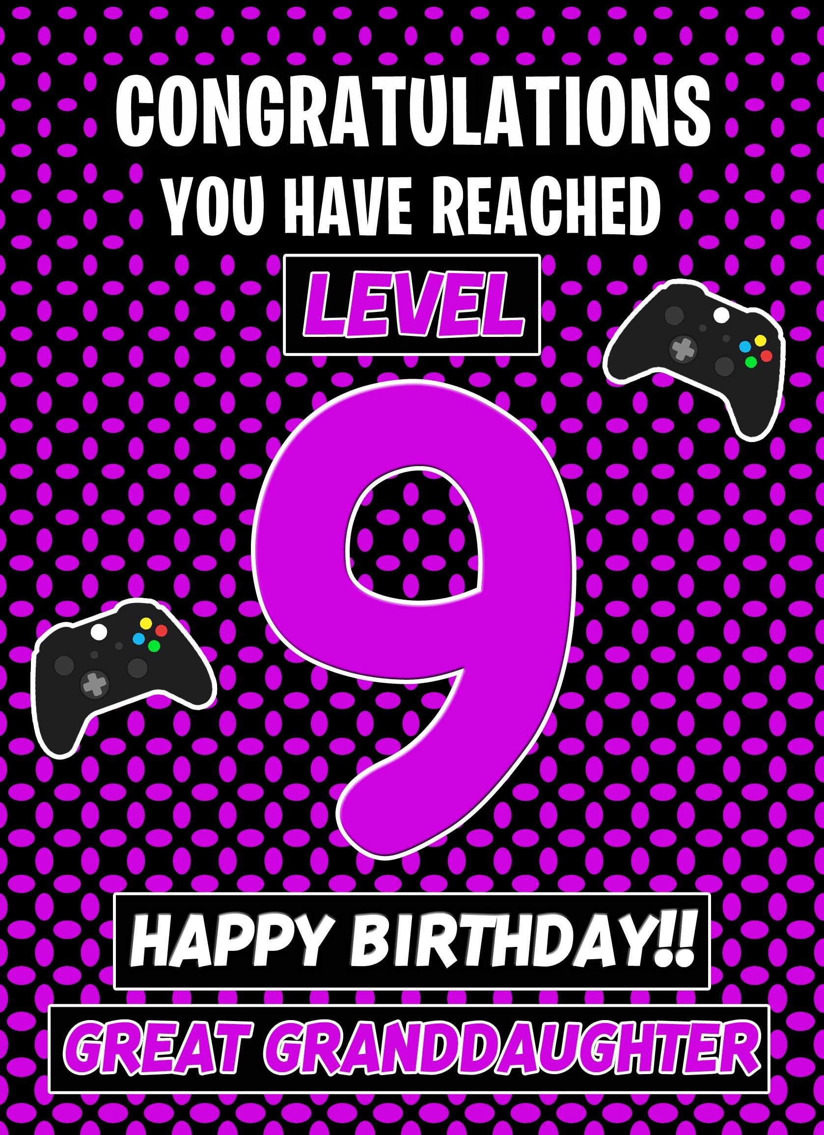 Great Granddaughter 9th Birthday Card (Level Up Gamer)