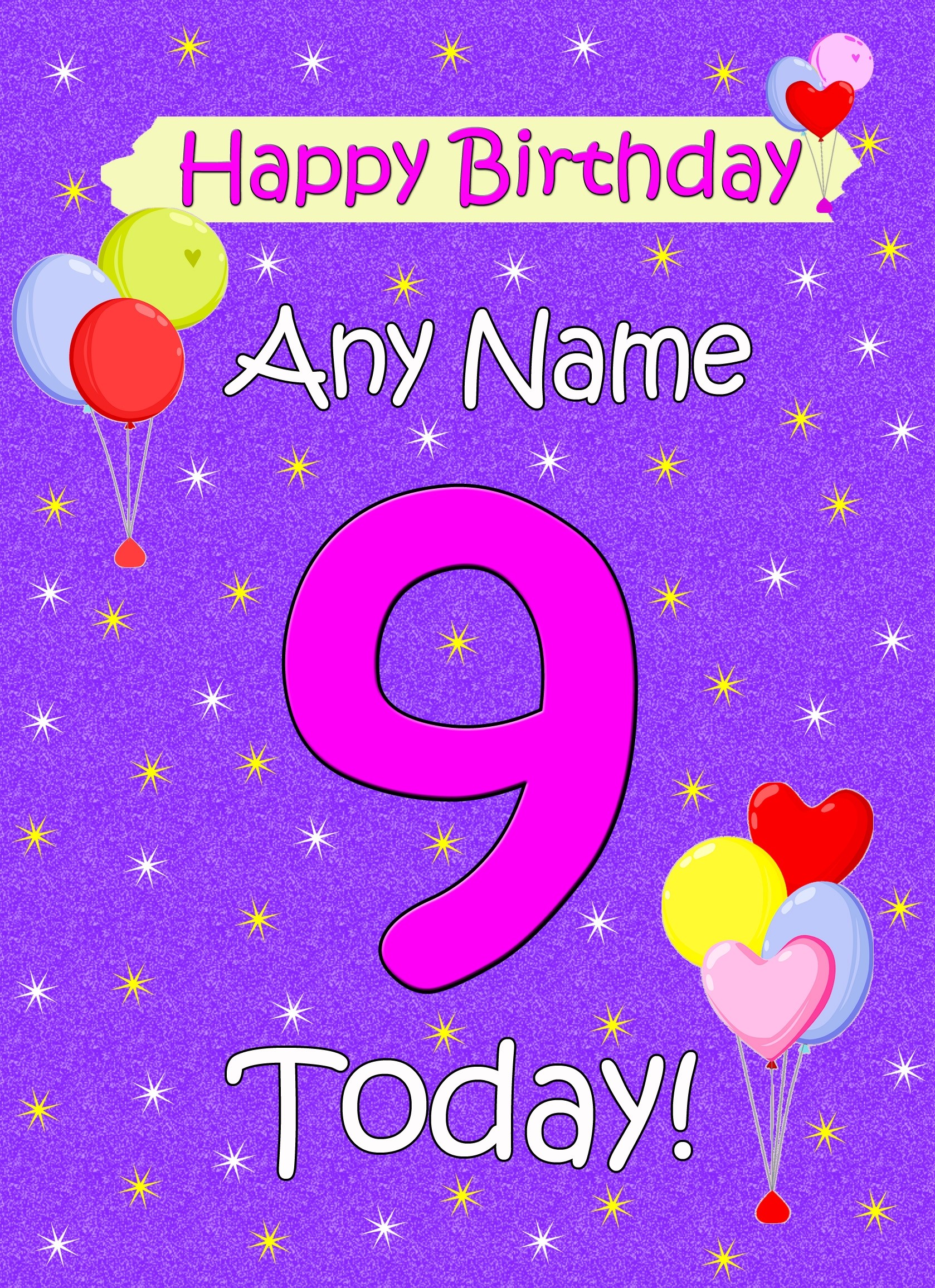 Personalised 9th Birthday Card (Lilac)