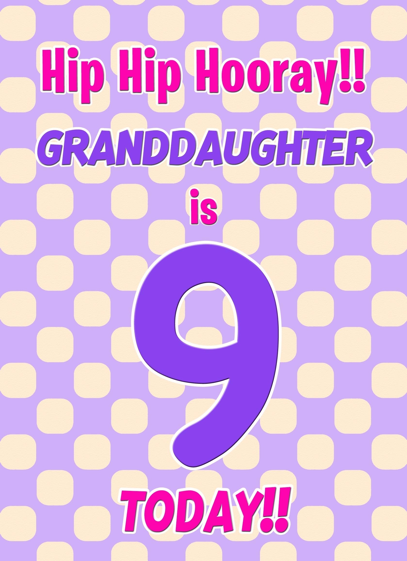 Granddaughter 9th Birthday Card (Purple Spots)