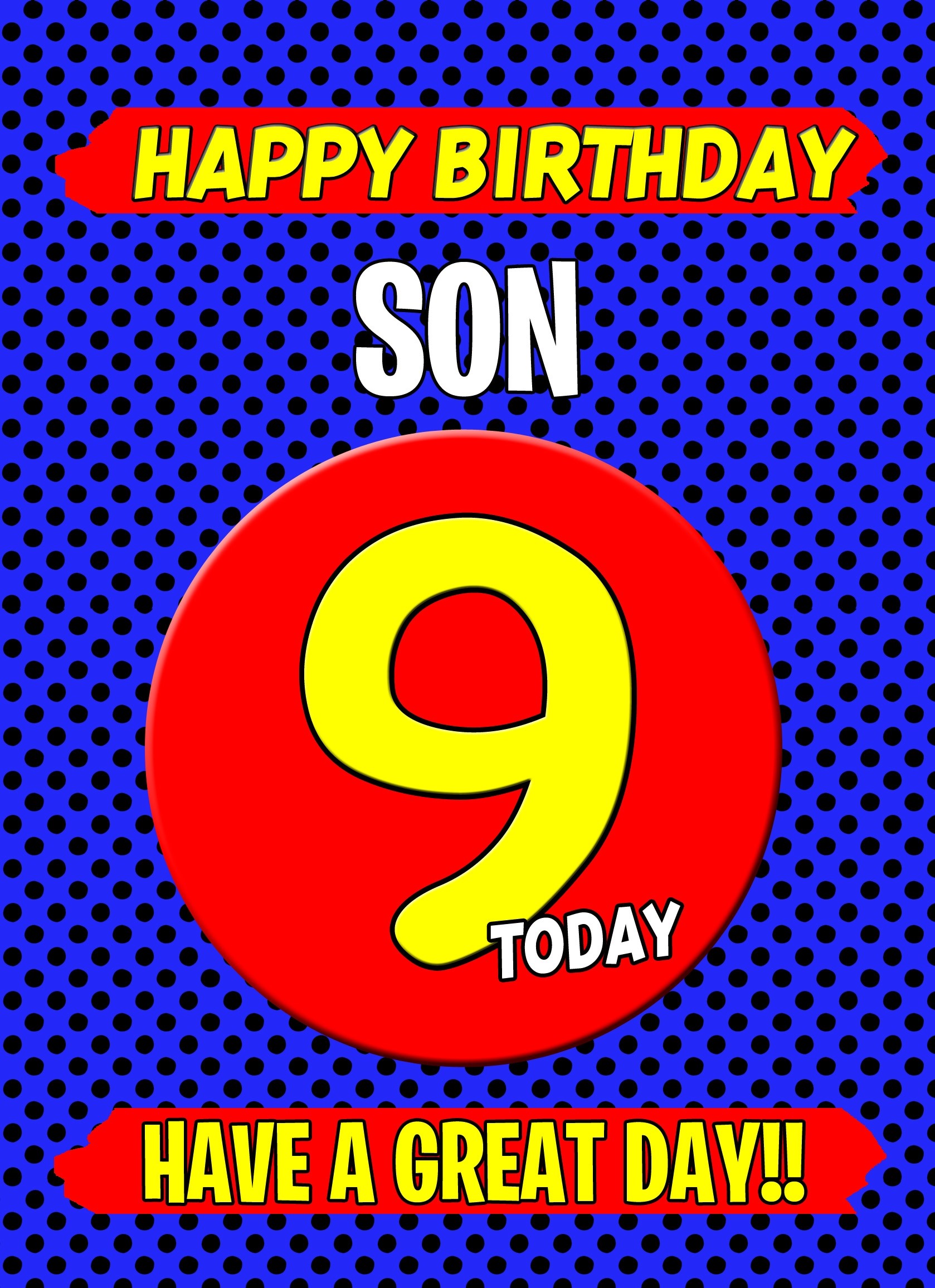 Son 9th Birthday Card (Blue)