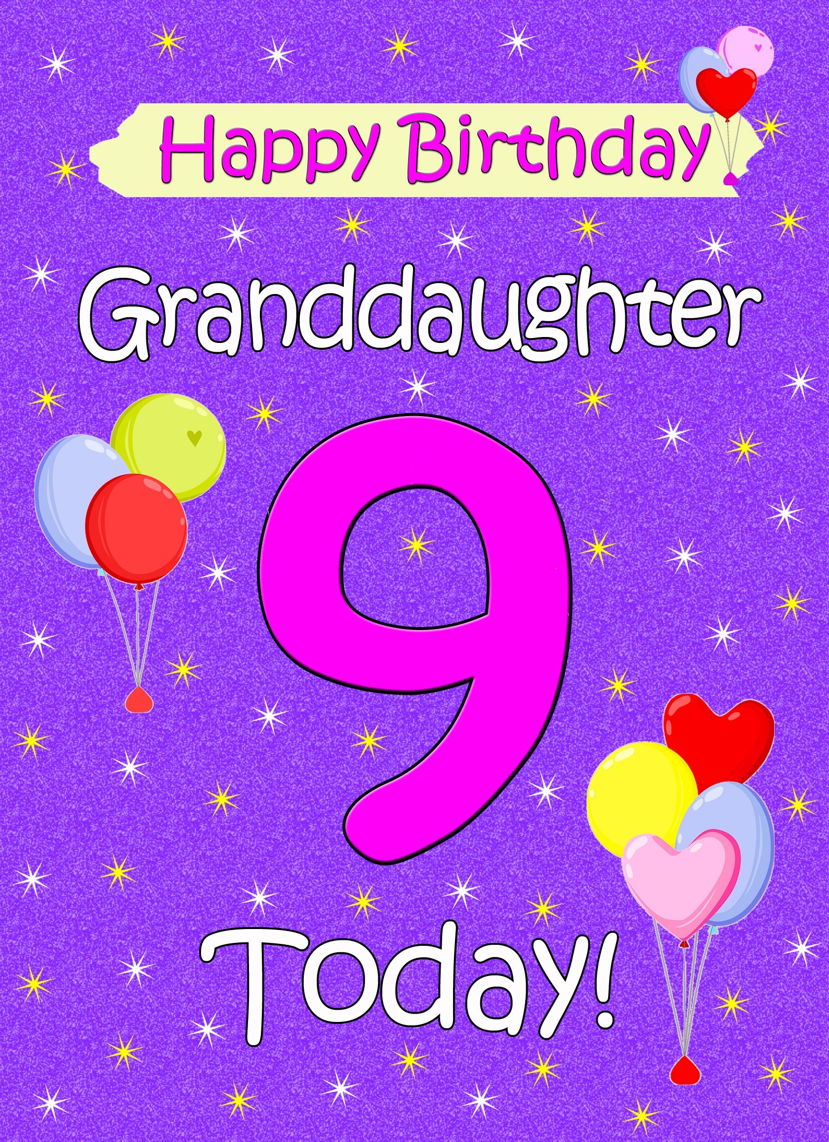 Granddaughter 9th Birthday Card (Lilac)