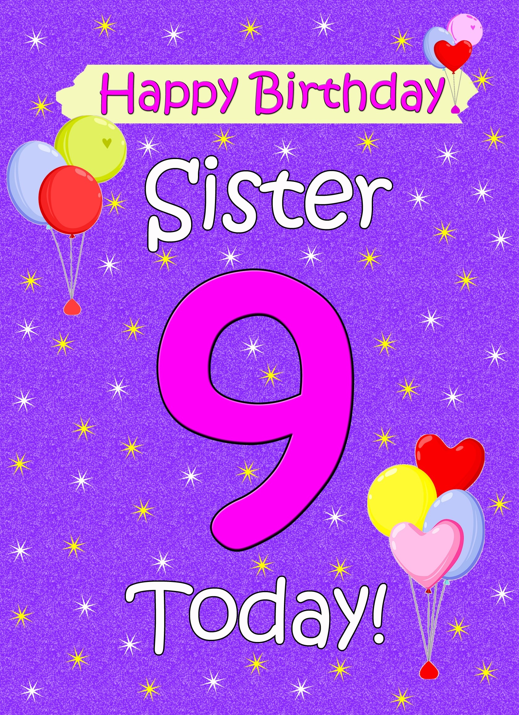 Sister 9th Birthday Card (Lilac)