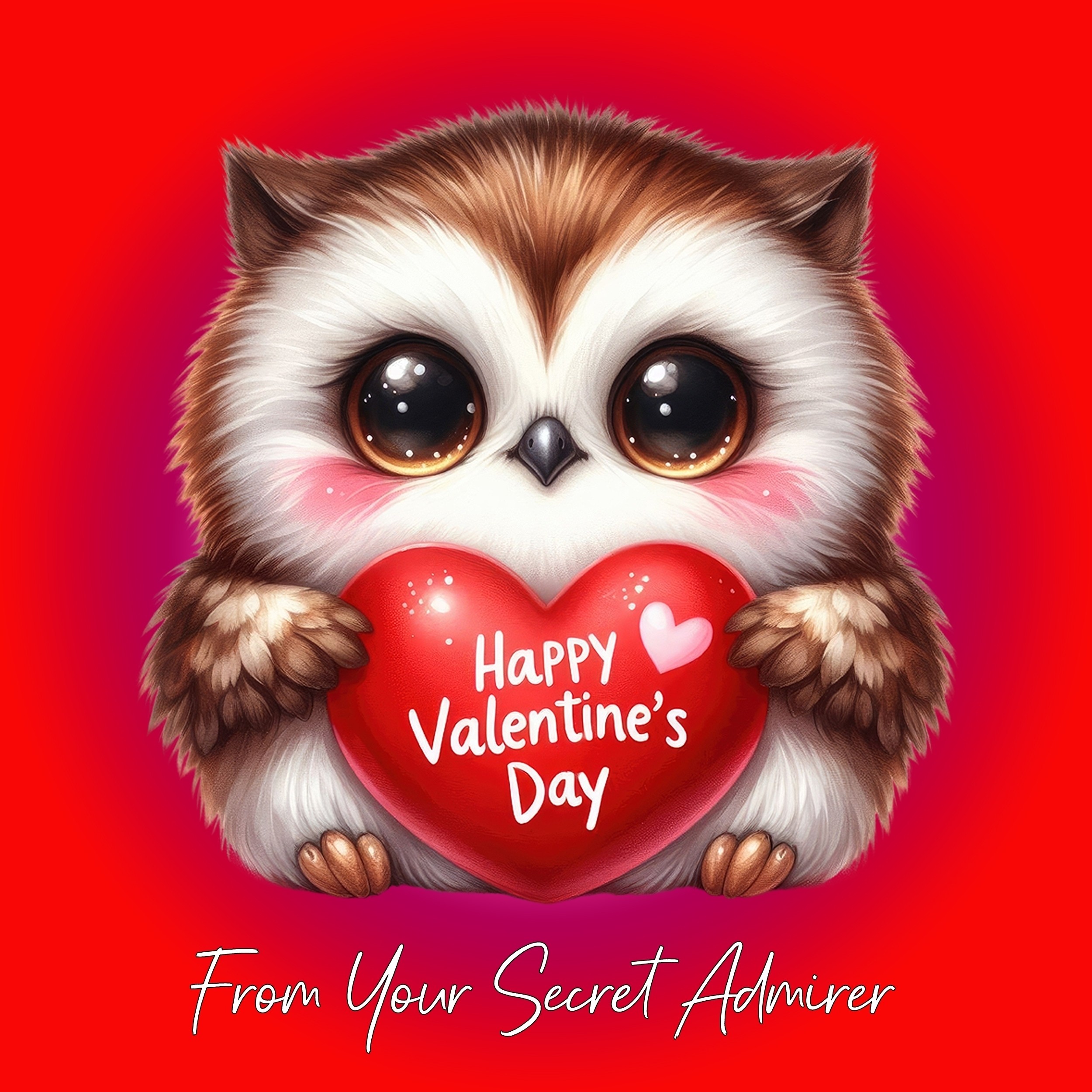 Valentines Day Square Card from Secret Admirer (Owl)