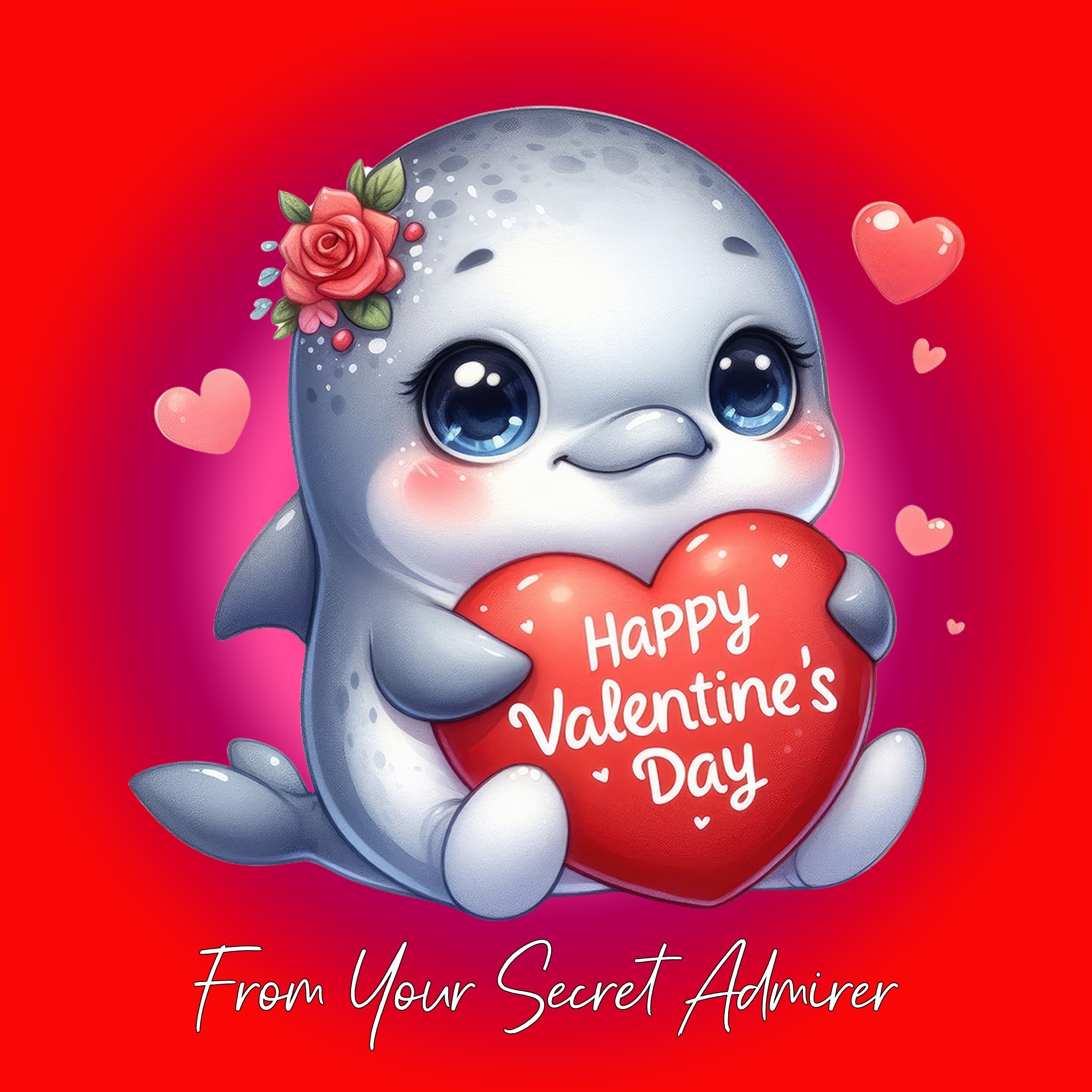 Valentines Day Square Card from Secret Admirer (Dolphin)