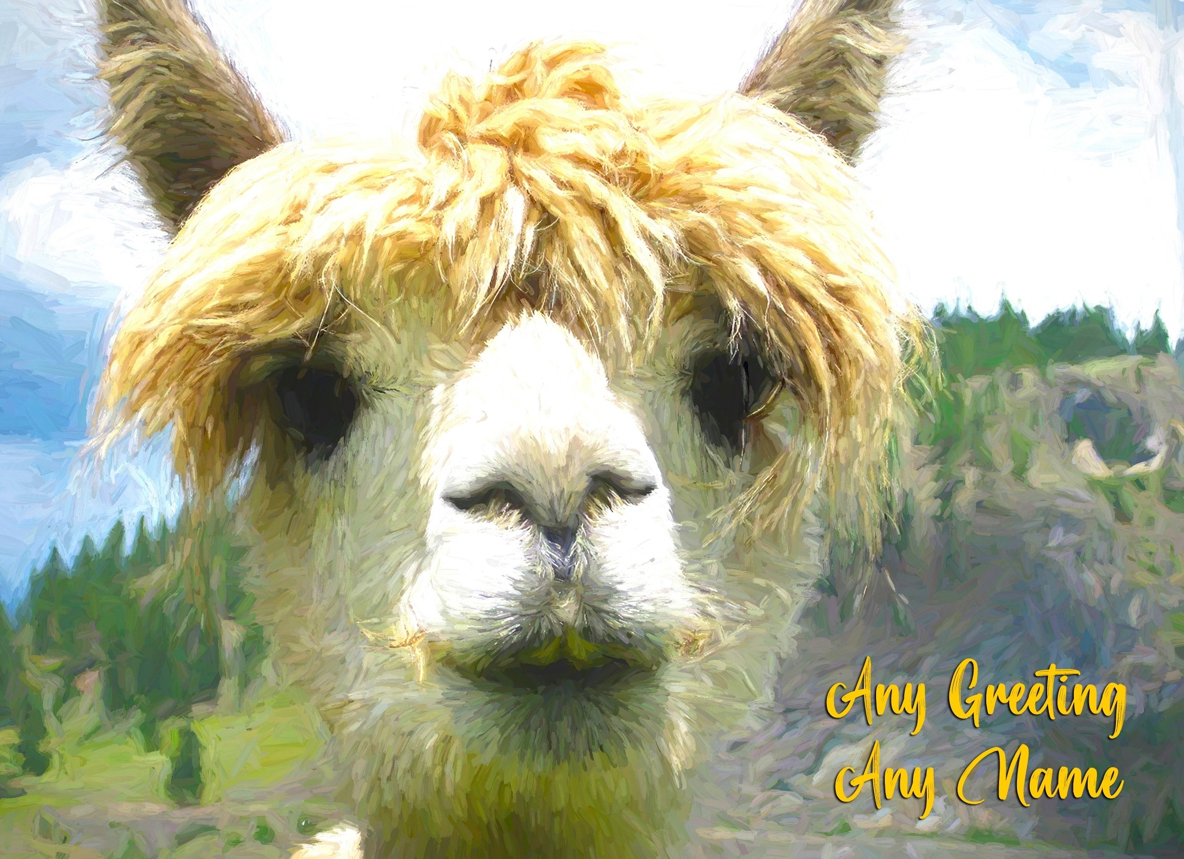 Personalised Alpaca Art Greeting Card (Birthday, Christmas, Any Occasion)