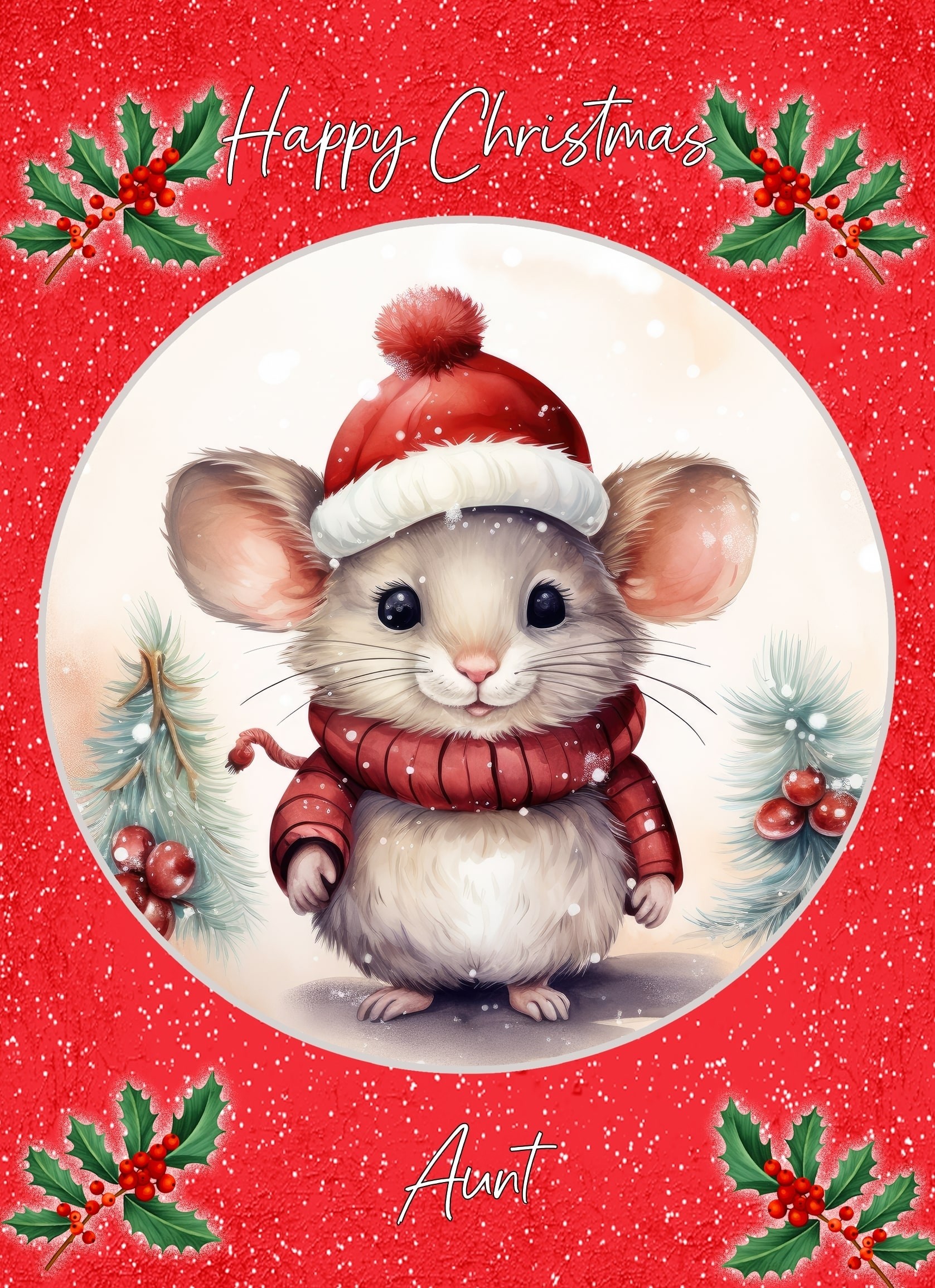 Christmas Card For Aunt (Globe, Mouse)