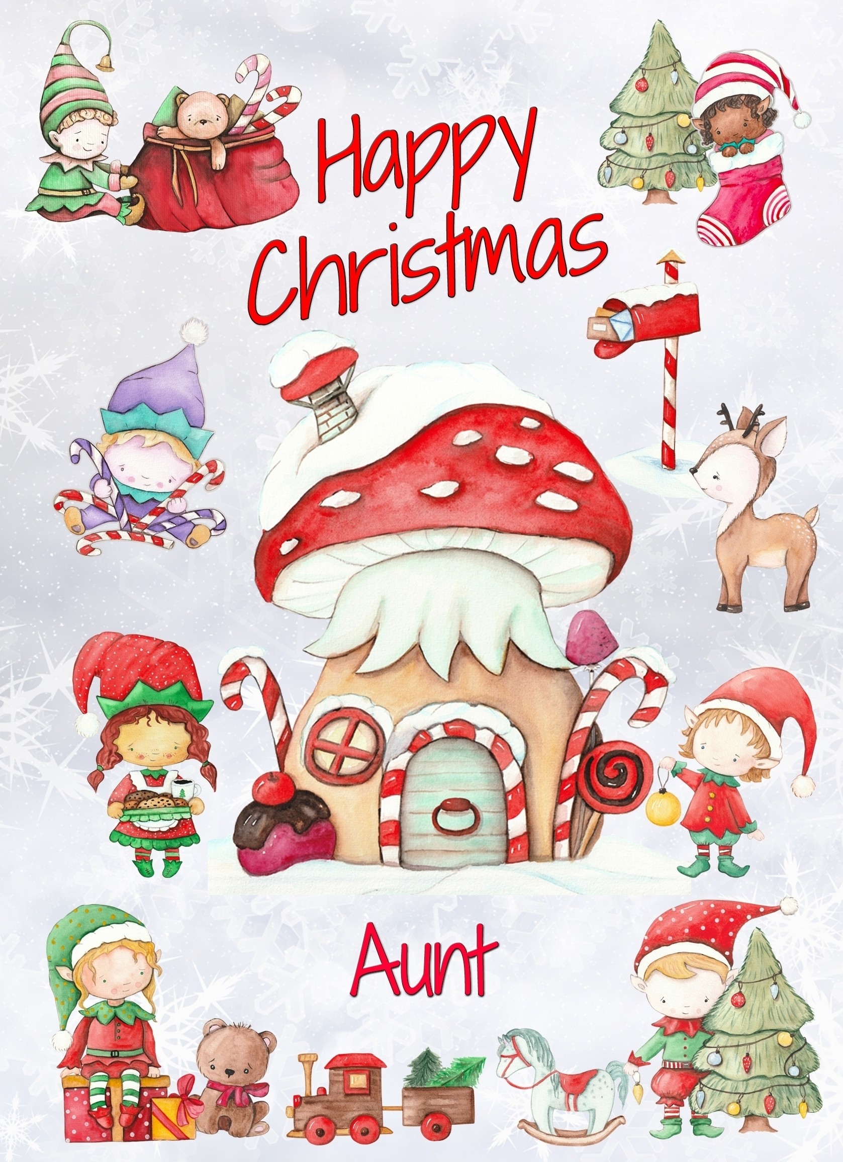 Christmas Card For Aunt (Elf, White)