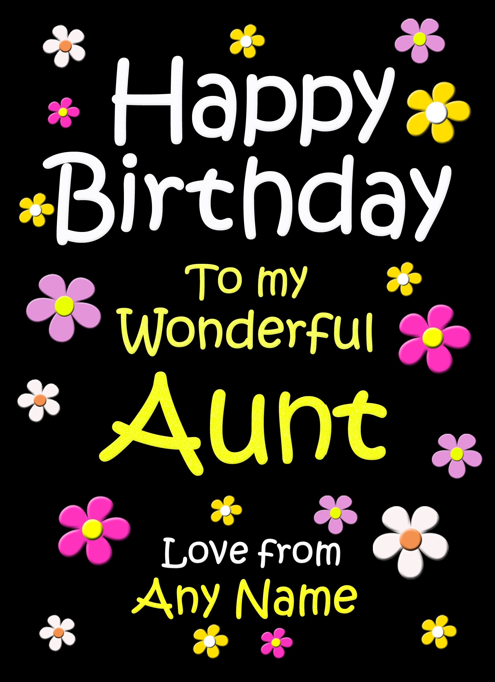Personalised Aunt Birthday Card (Black)