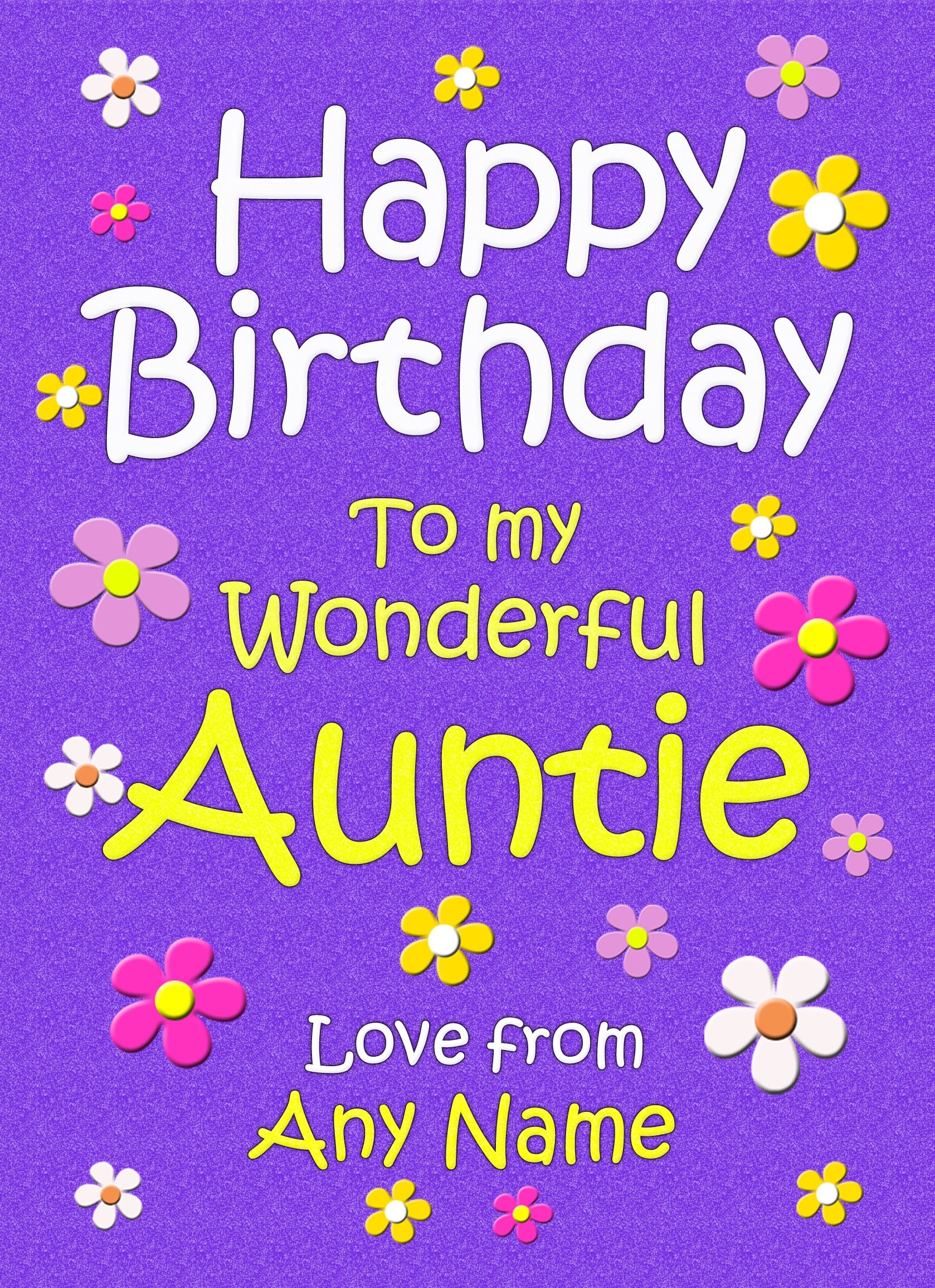 Personalised Auntie Birthday Card (Purple)