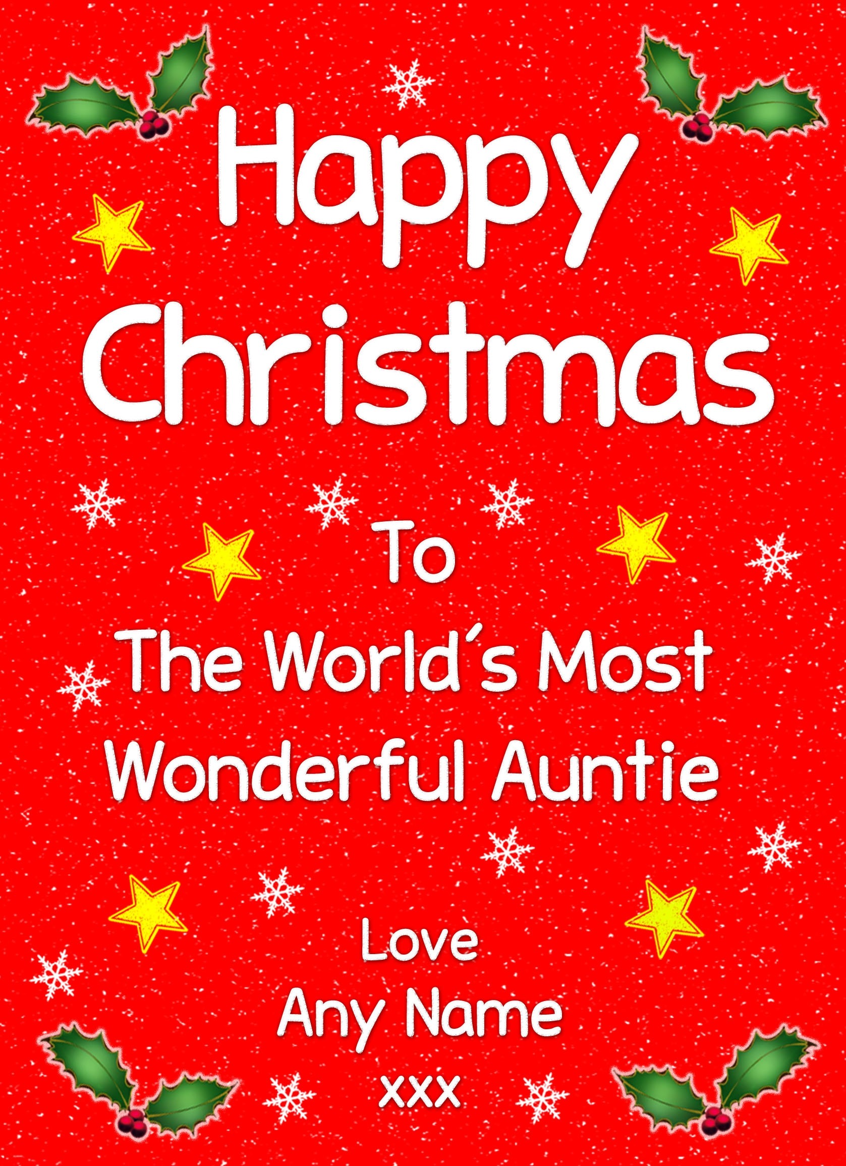 Personalised 'Auntie' Christmas Greeting Card