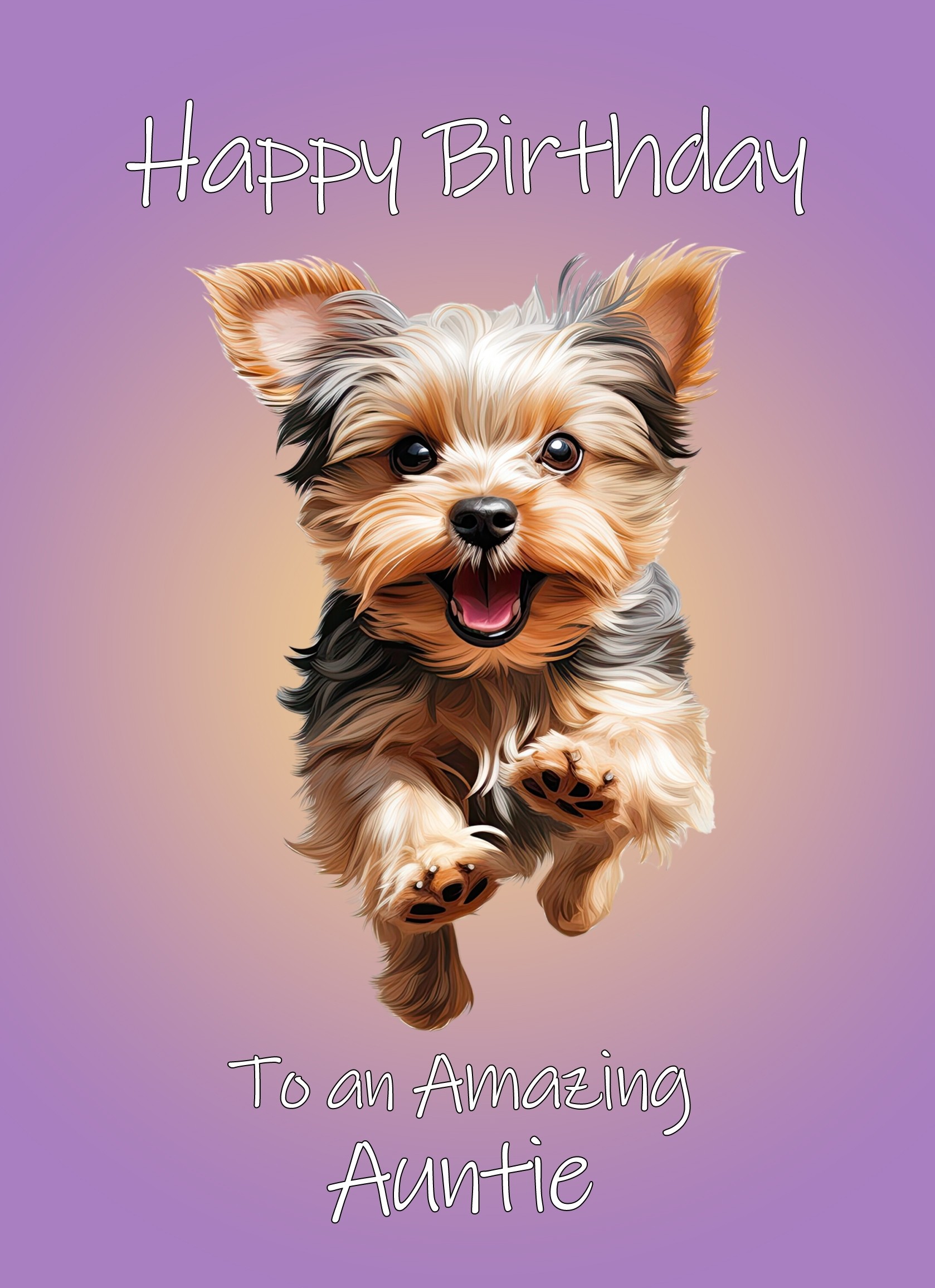 Yorkshire Terrier Dog Birthday Card For Auntie