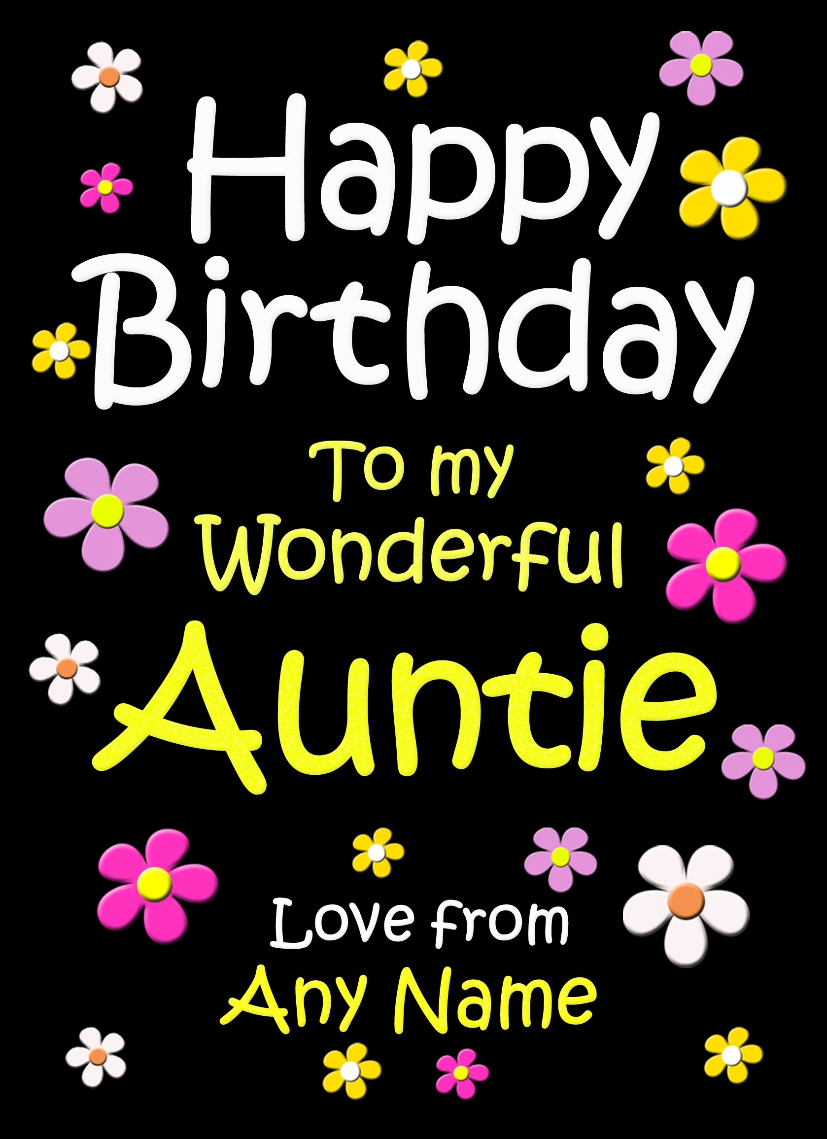 Personalised Auntie Birthday Card (Black)