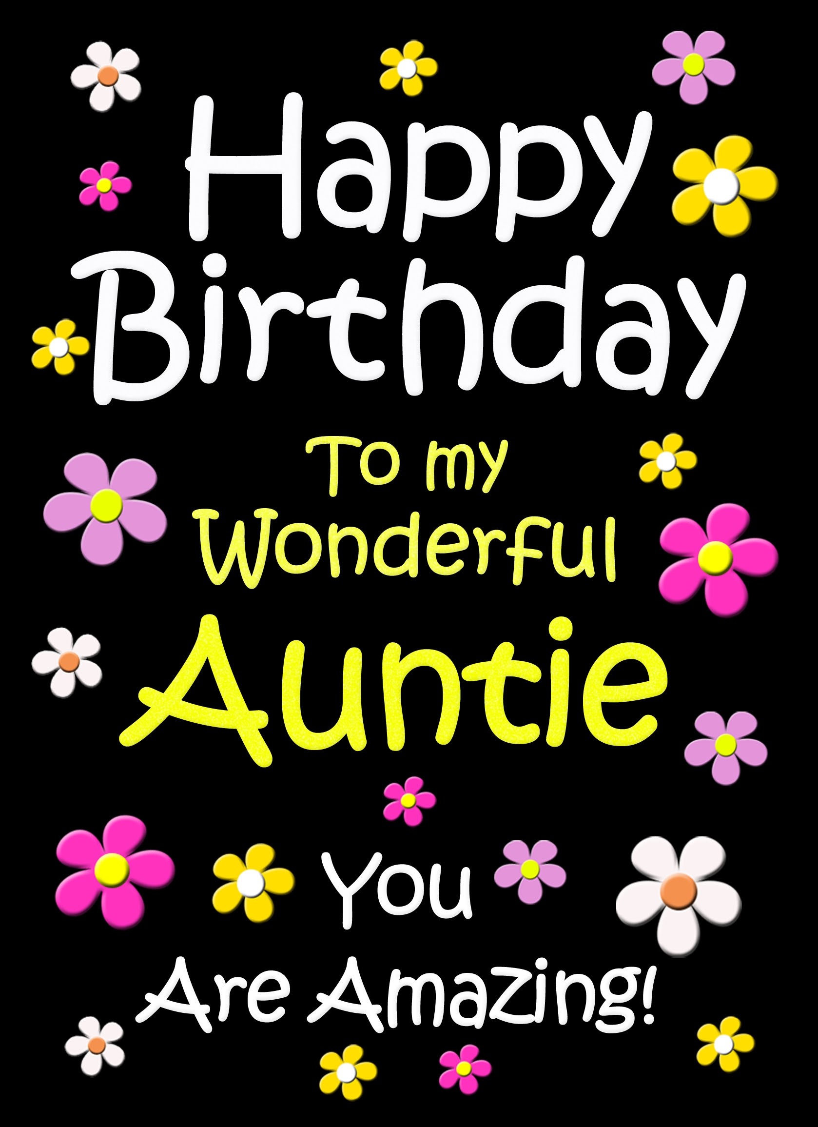 Auntie Birthday Card (Black)