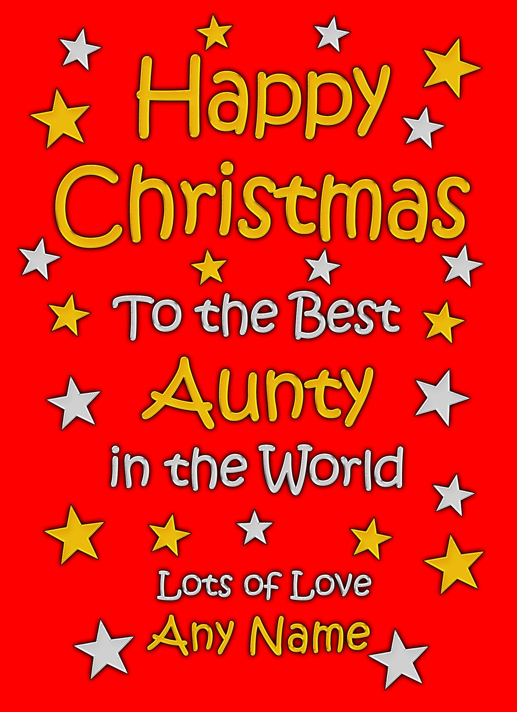 Personalised Aunty Christmas Card (Red)