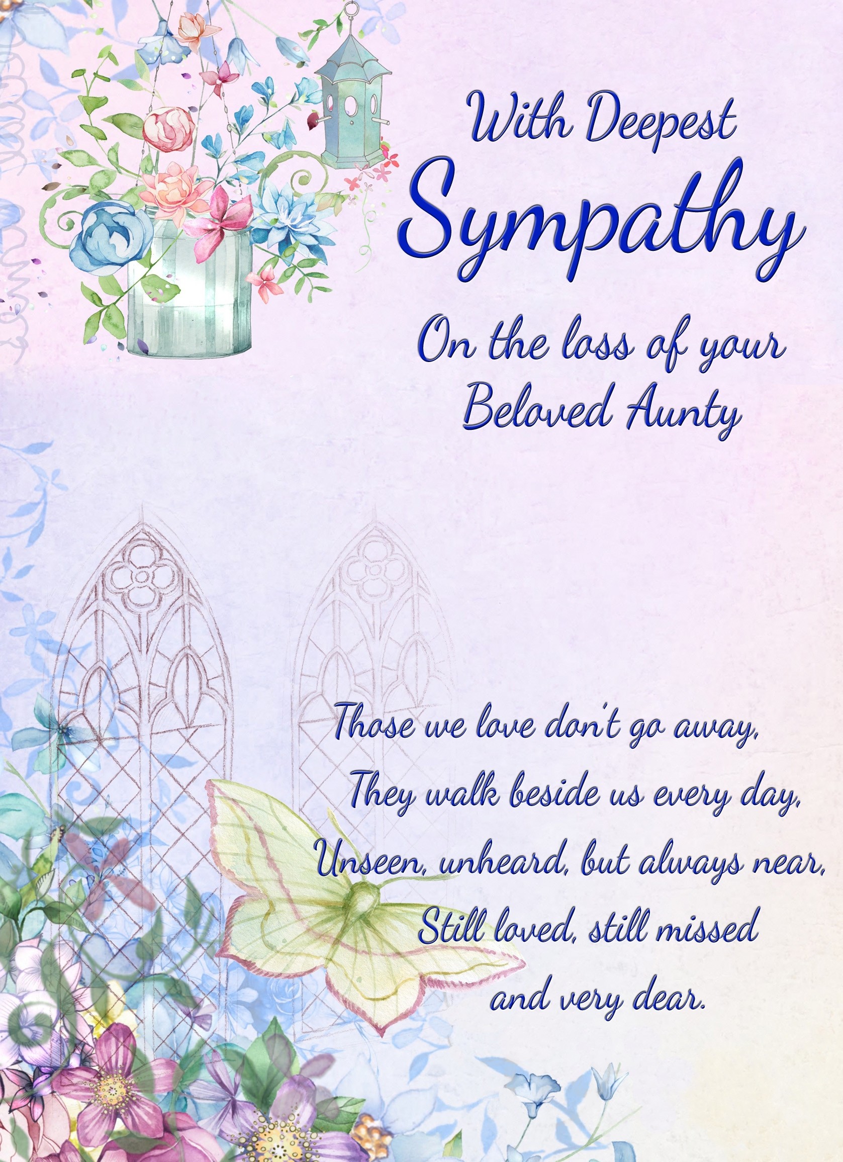 Sympathy Bereavement Card (Deepest Sympathy, Beloved Aunty)