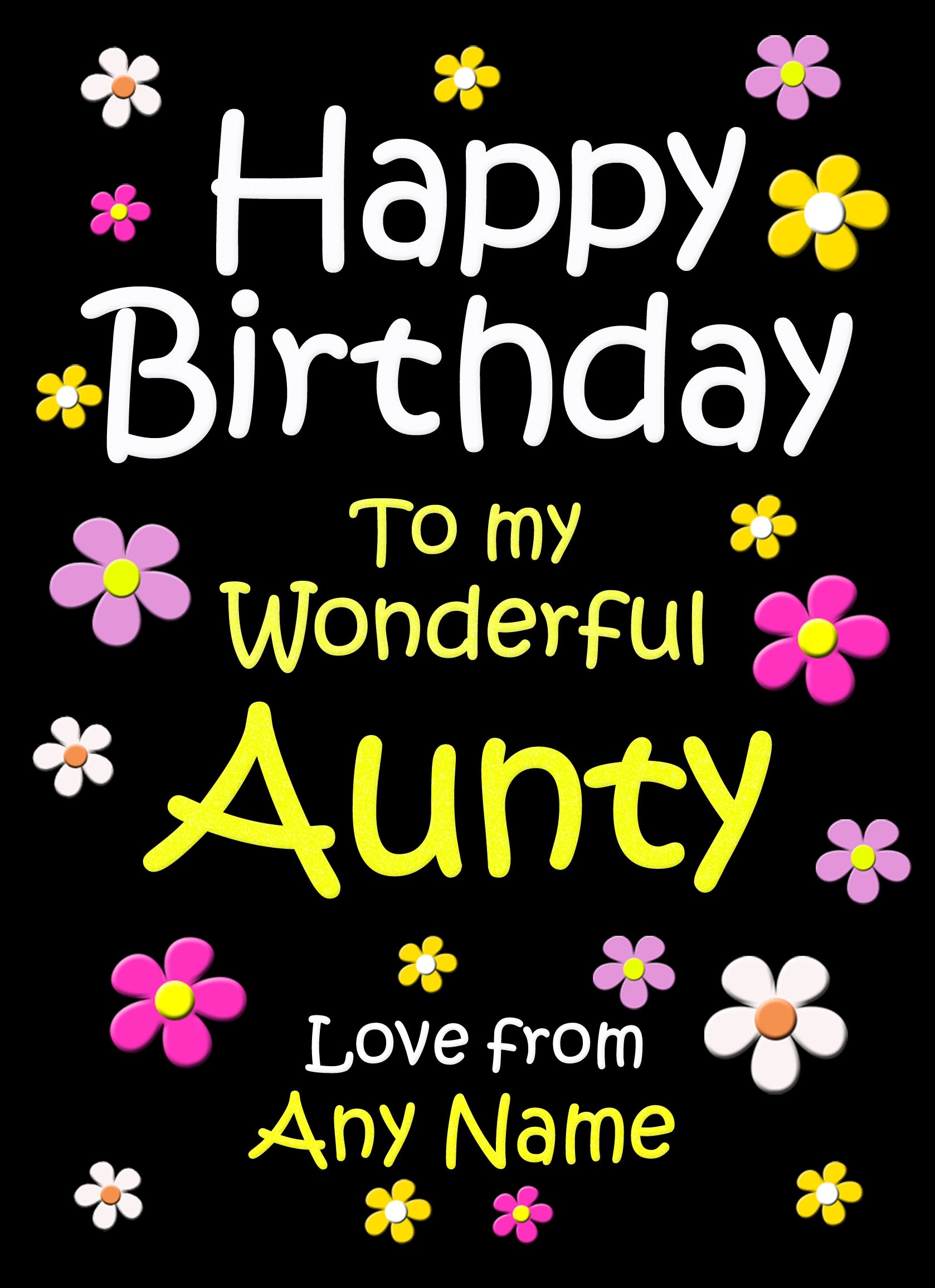 Personalised Aunty Birthday Card (Black)