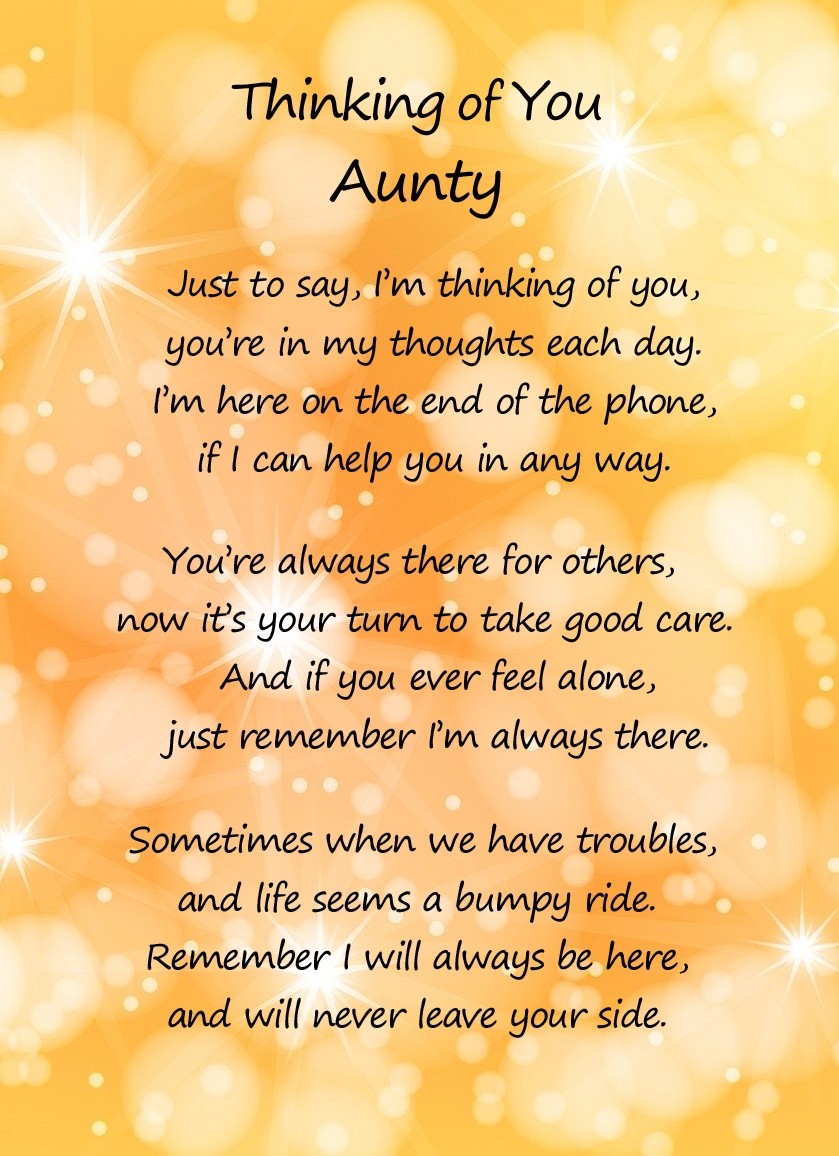 Thinking of You 'Aunty' Poem Verse Greeting Card