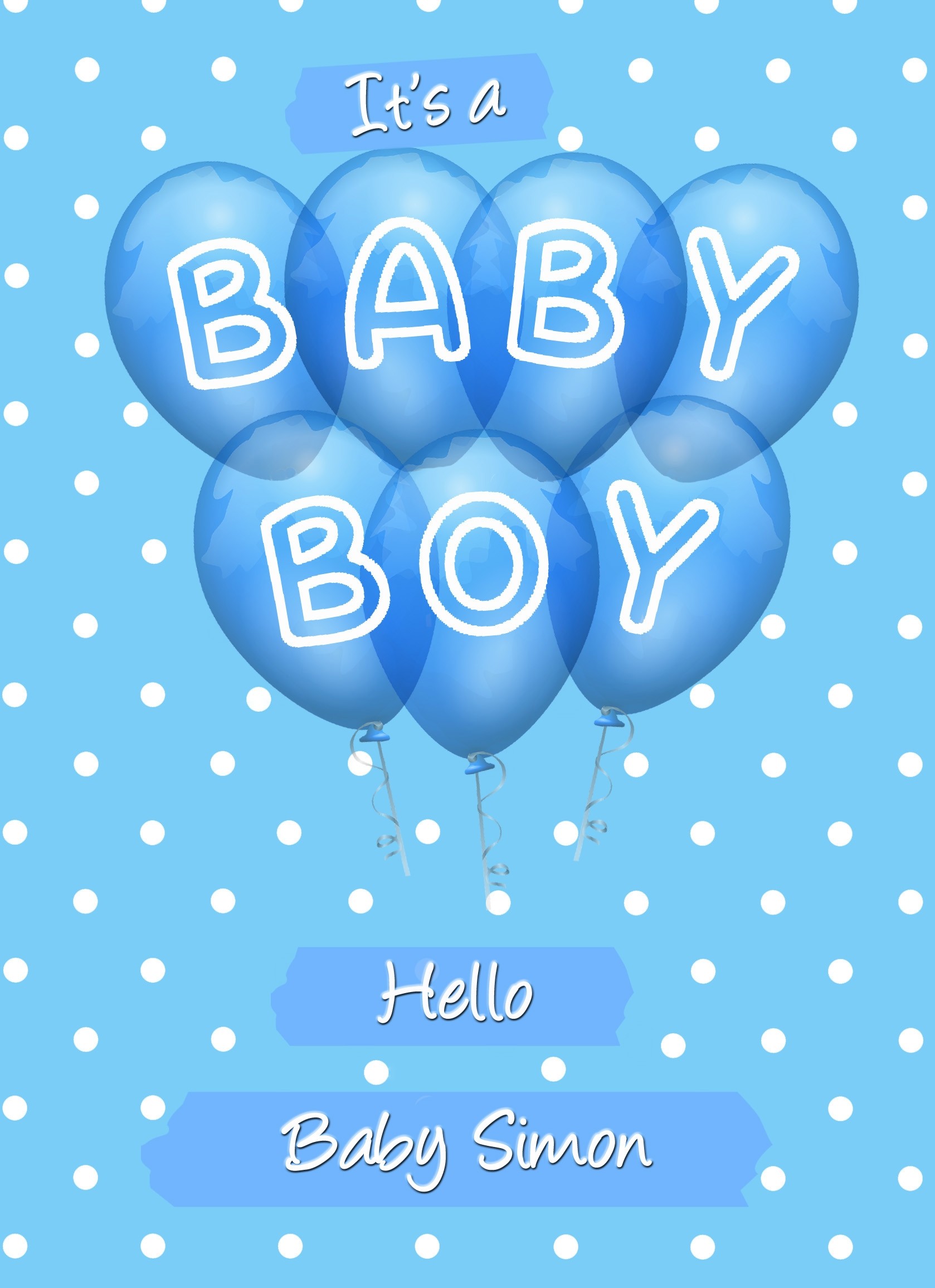 Personalised Baby Boy Birth Card (Balloons)