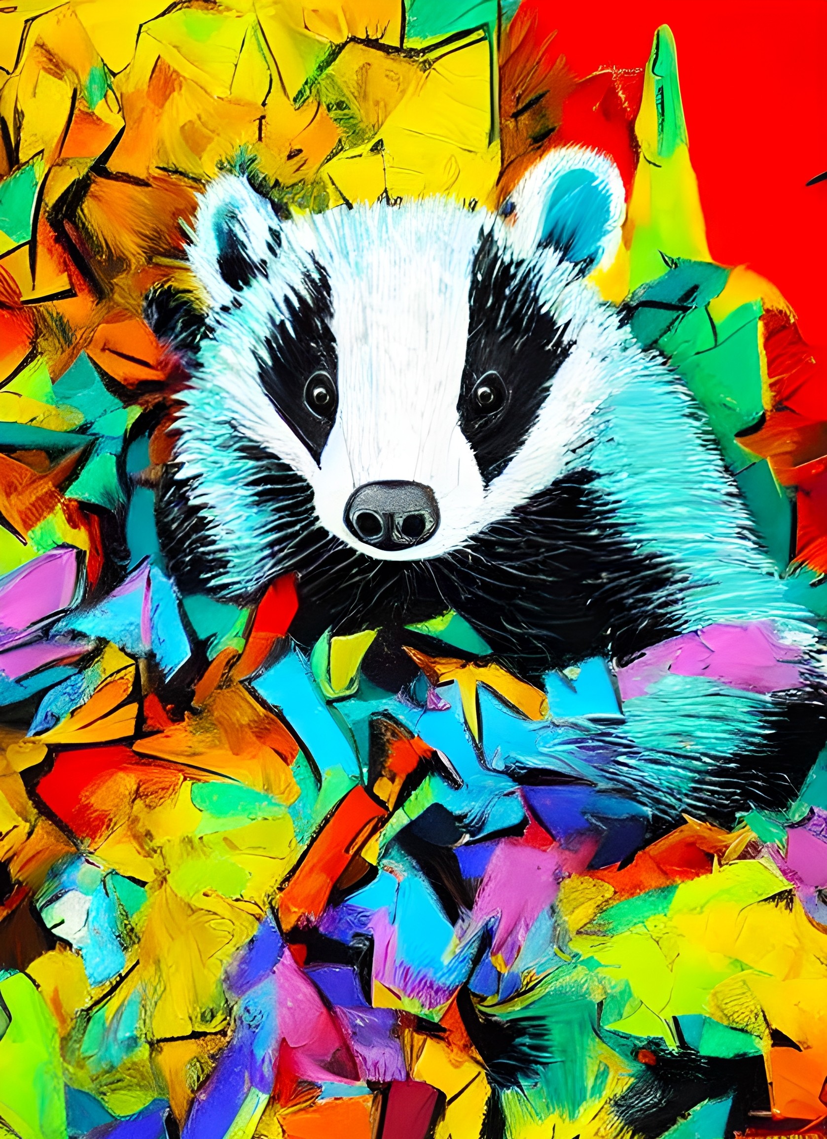 Badger Animal Colourful Abstract Art Blank Greeting Card