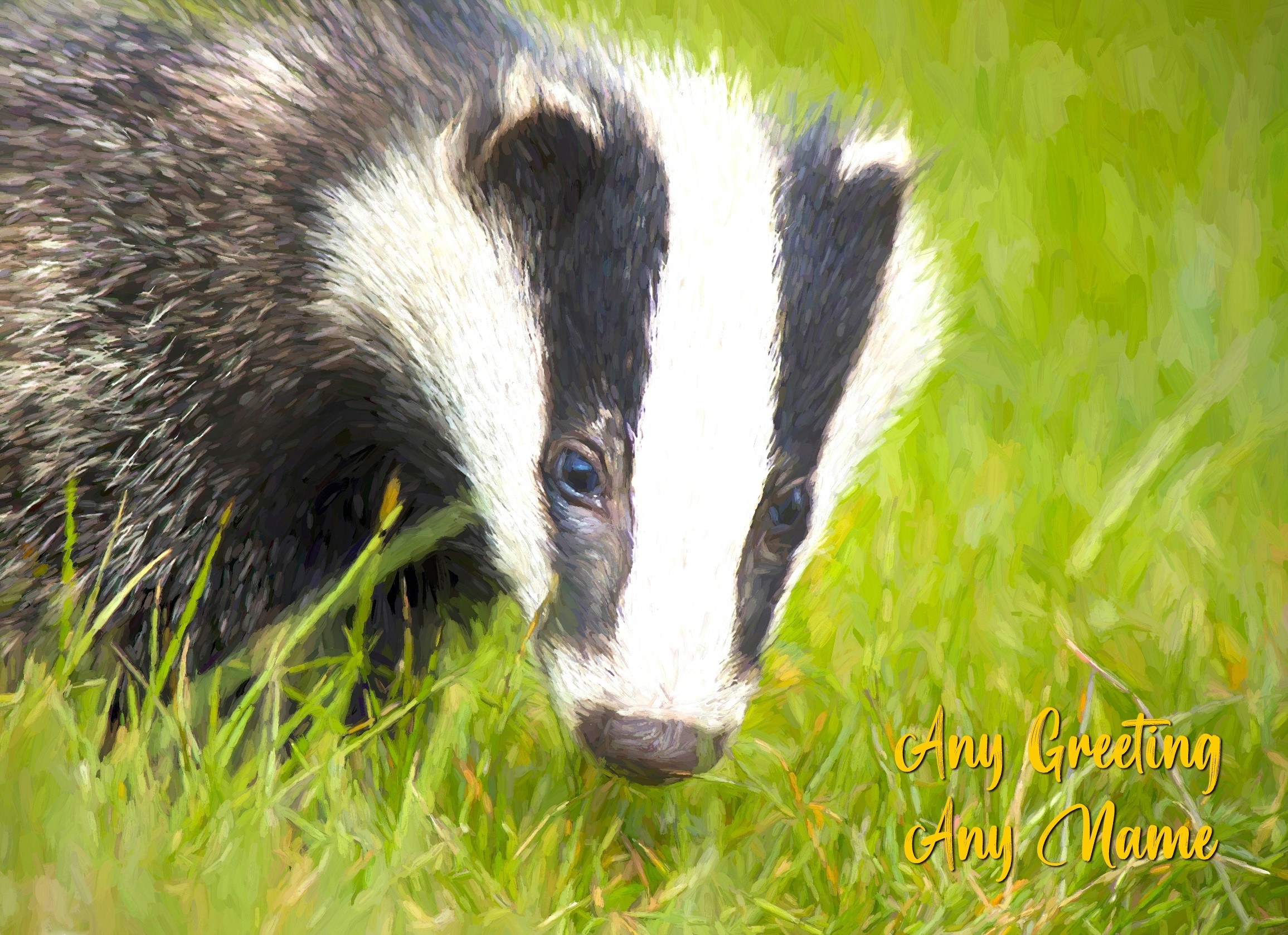 Personalised Badger Art Greeting Card (Birthday, Christmas, Any Occasion)