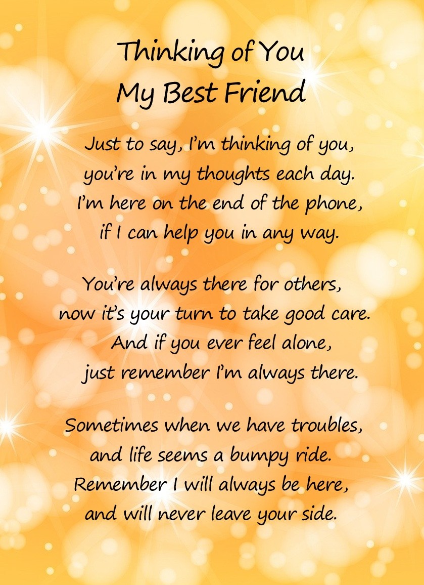 Thinking of You 'Best Friend' Poem Verse Greeting Card