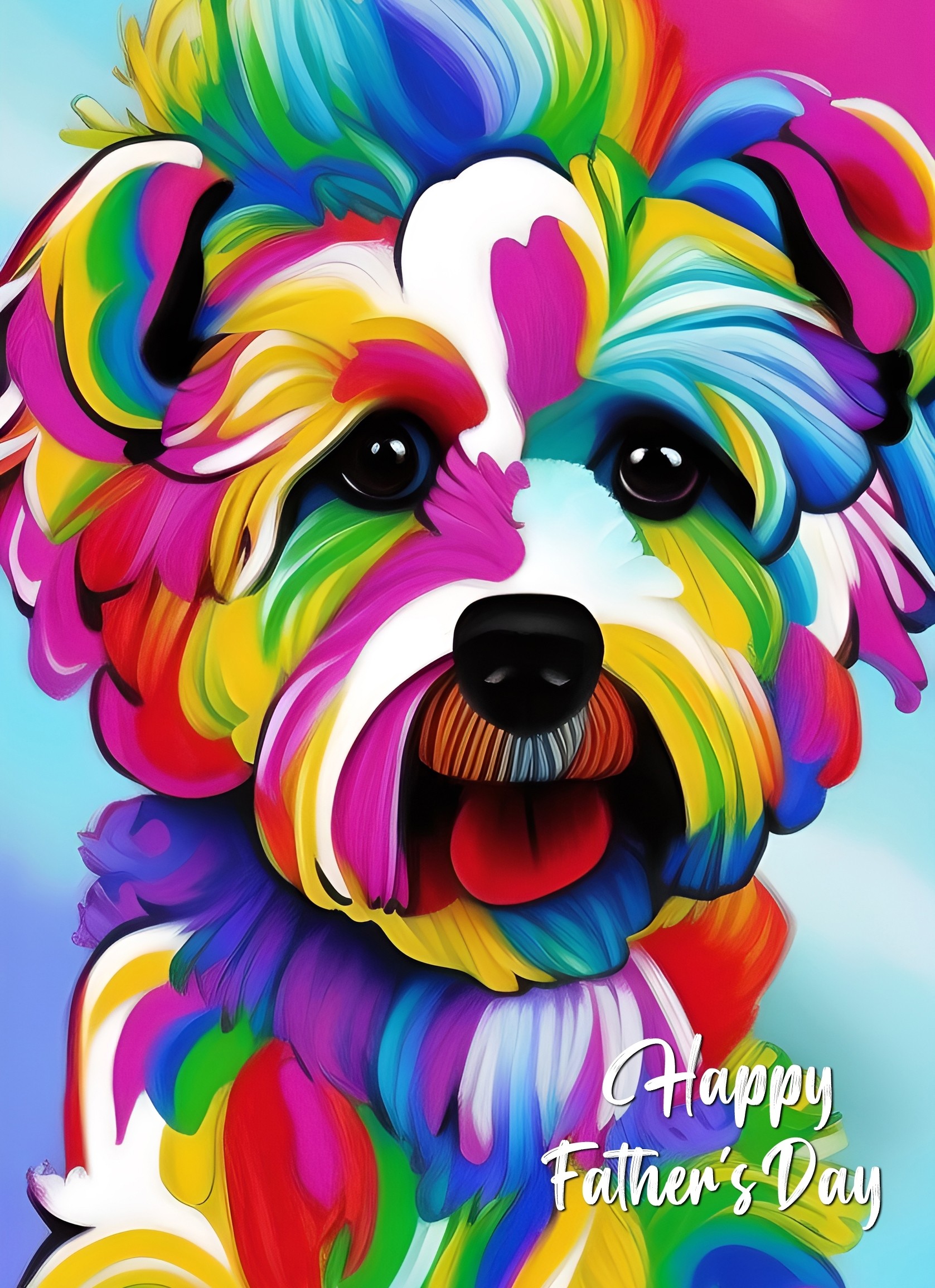 Bichon Frise Dog Colourful Abstract Art Fathers Day Card