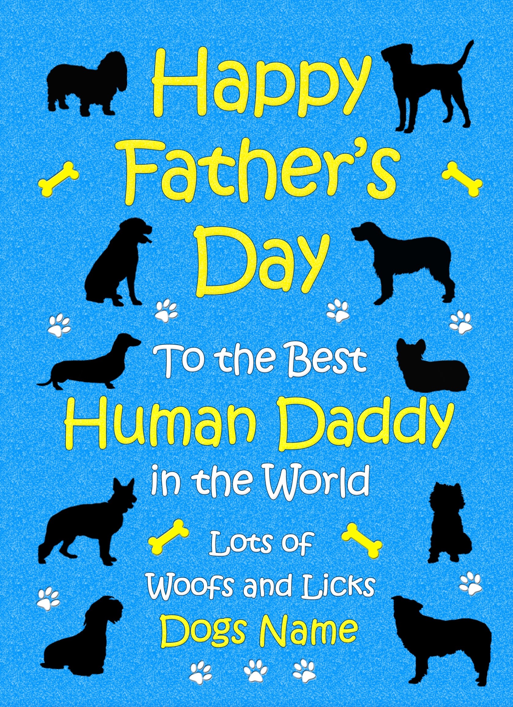 Personalised From The Dog Fathers Day Card (Blue, Human Daddy)