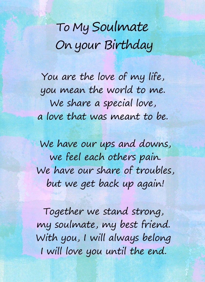 Romantic Birthday Verse Poem Card (Soulmate)