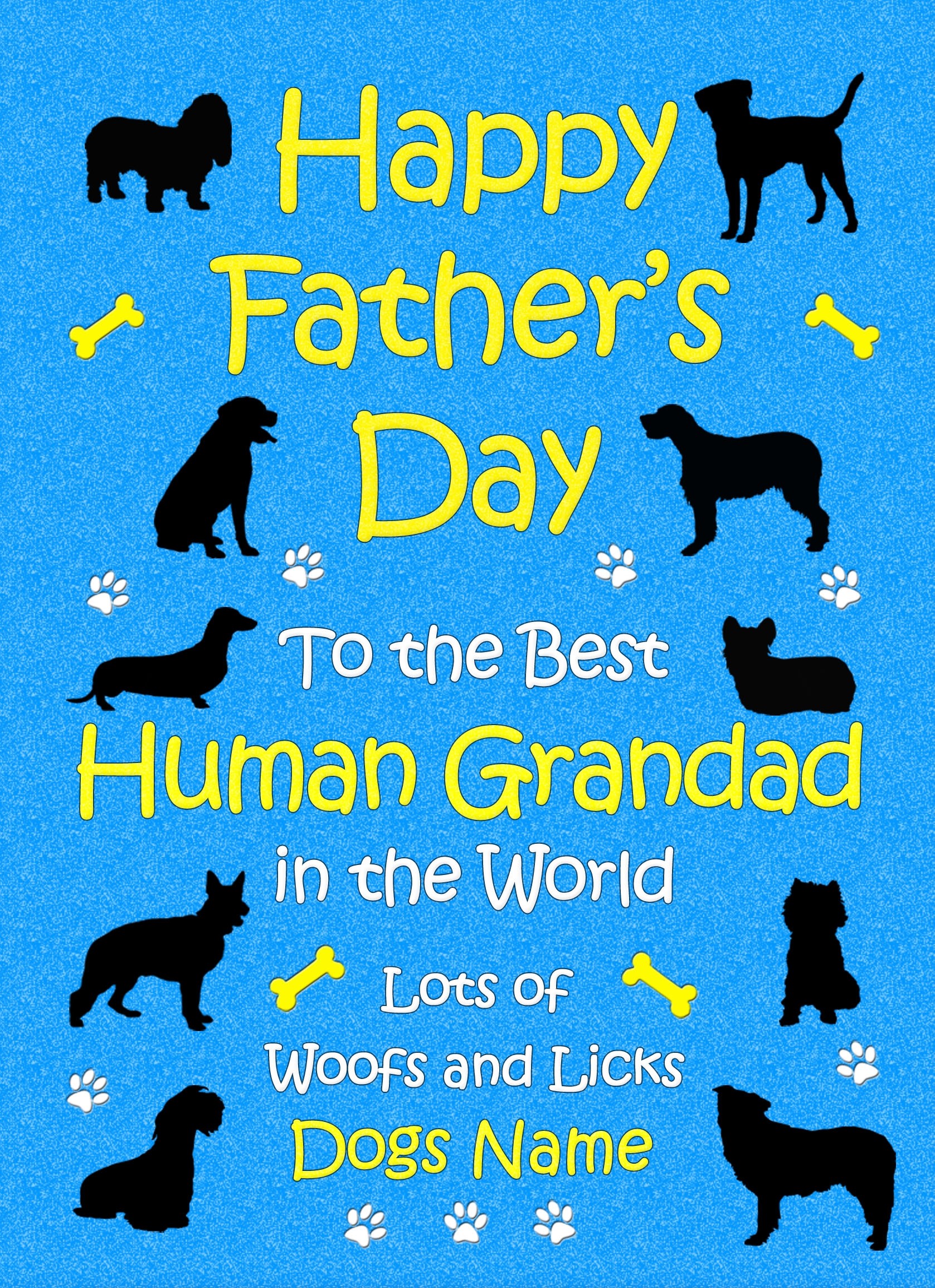 Personalised From The Dog Fathers Day Card (Blue, Human Grandad)