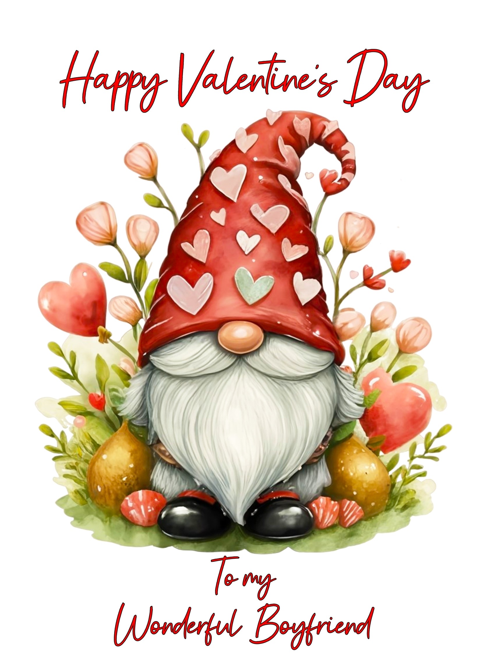 Valentines Day Card for Boyfriend (Gnome, Design 2)